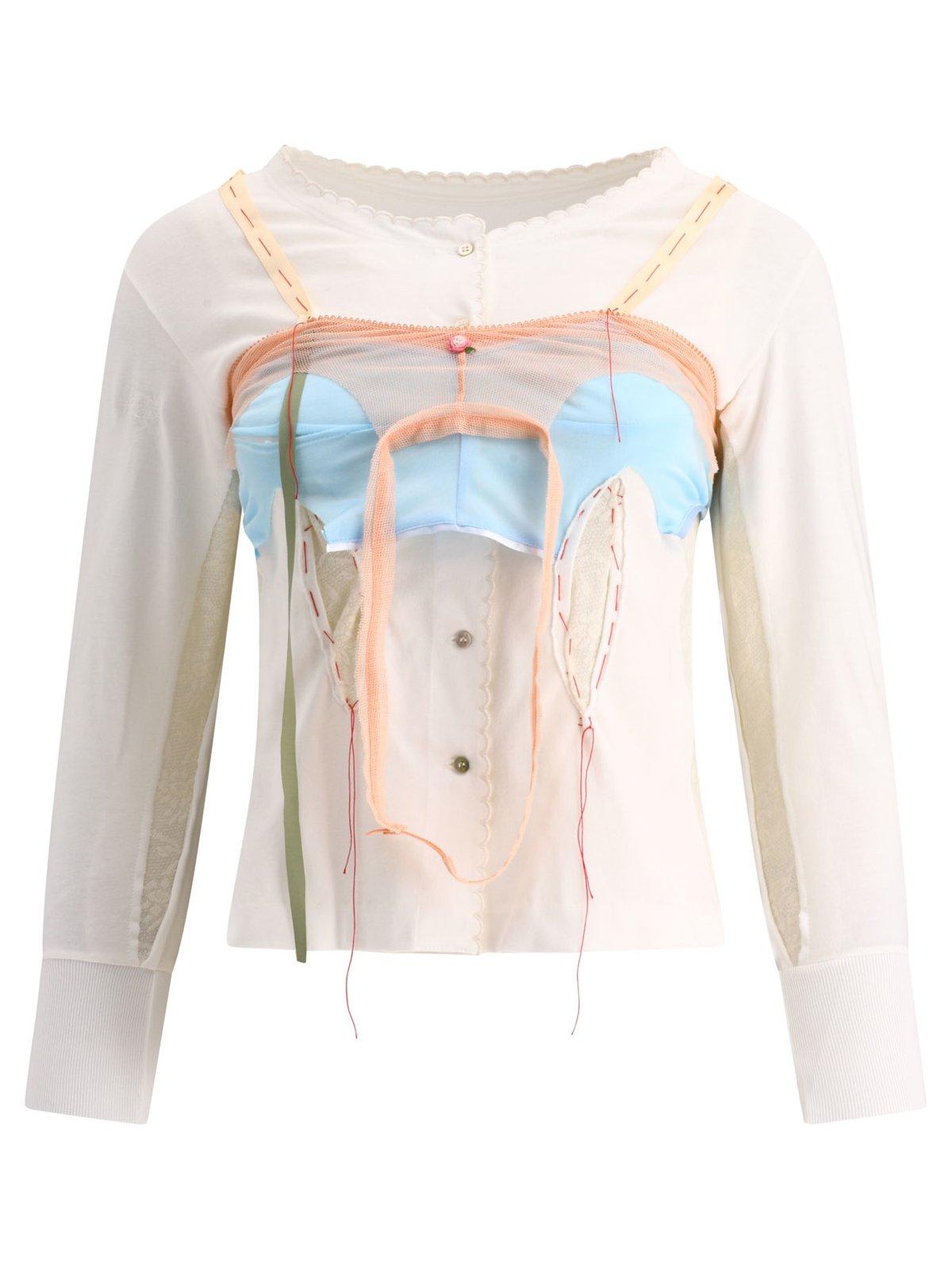 Shop Maison Margiela Tulle Panelled Layered Top In White
