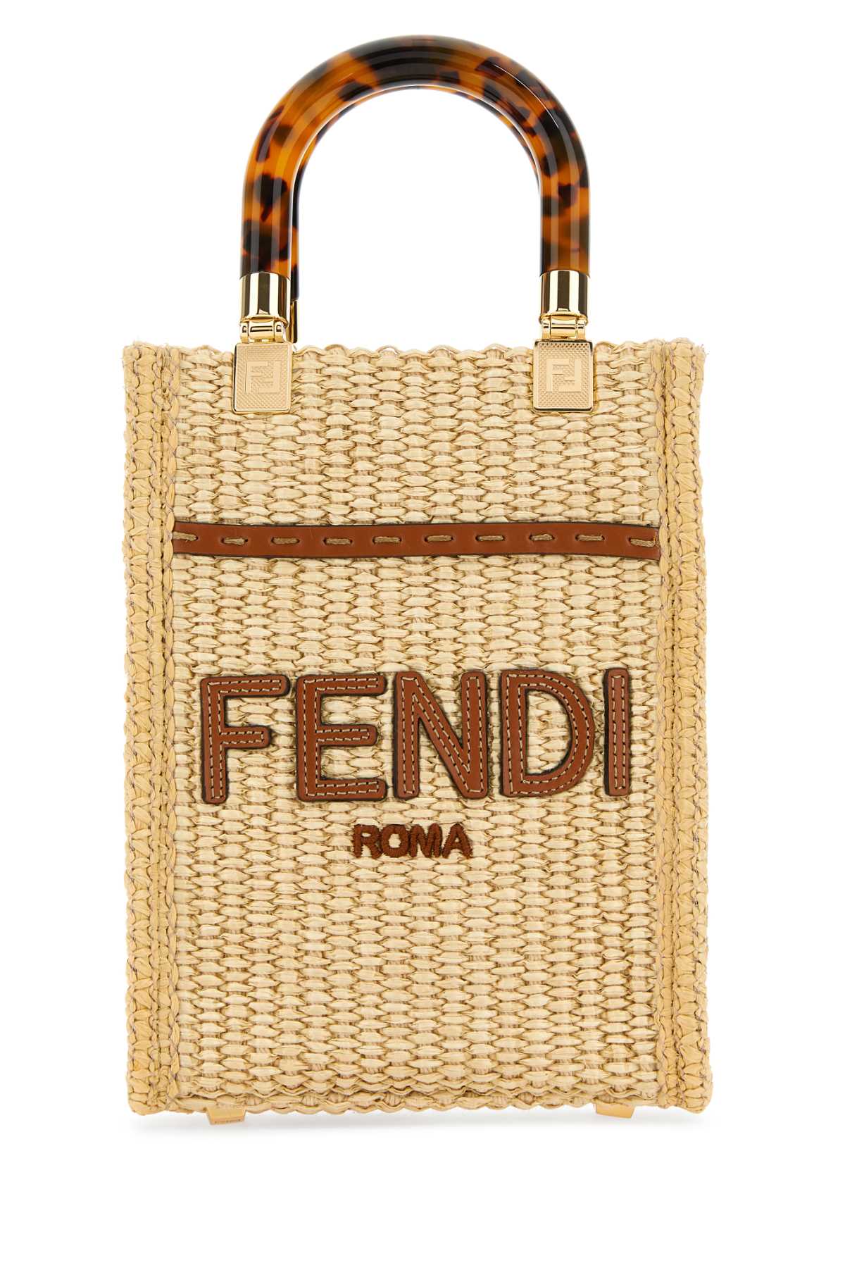 Shop Fendi Straw Mini Sunshine Handbag In Alchemybrandyos