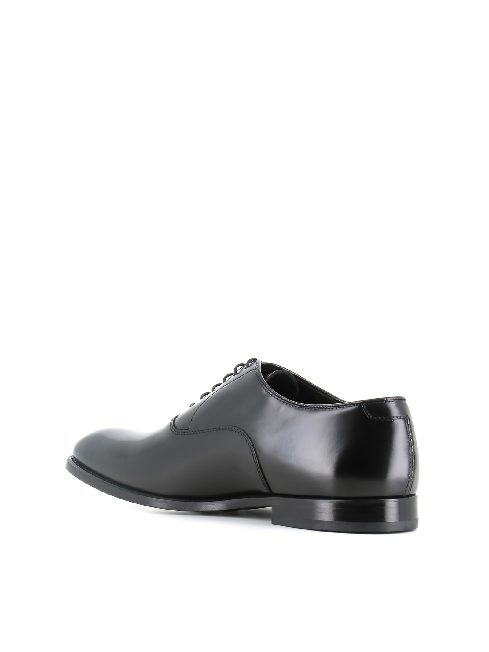 Doucal's Black Leather Oxford Shoes In Black