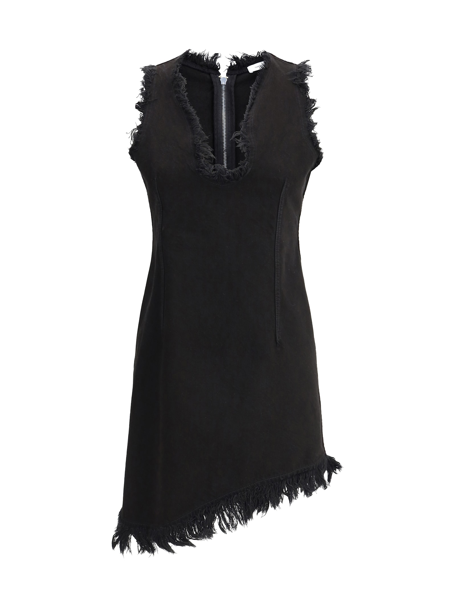 Ferragamo Raw-edge Sleeveless Denim Mini Curve Dress