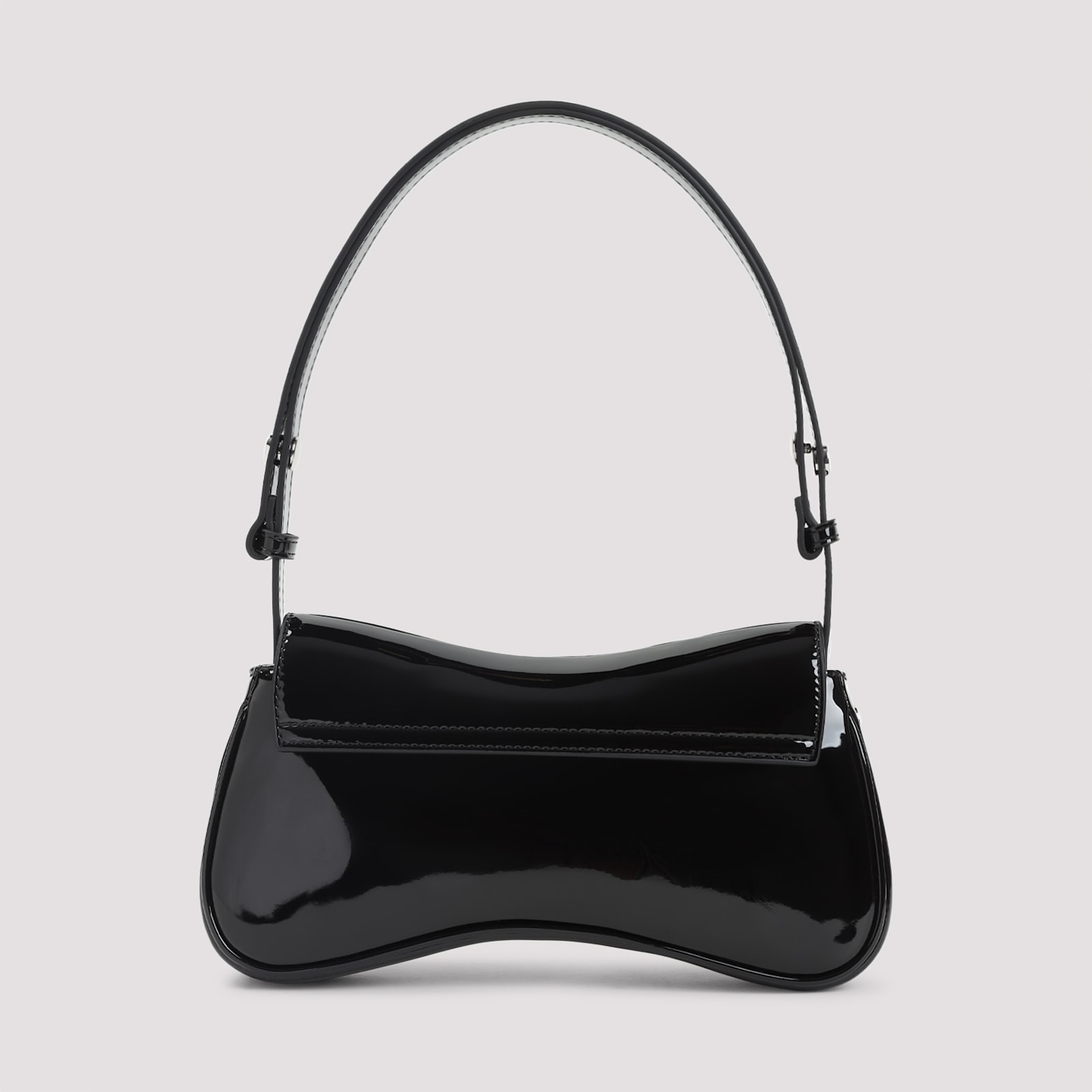 Diesel Curved Black Play Clutch With Glossy Finish And Magnetic Closure In Black