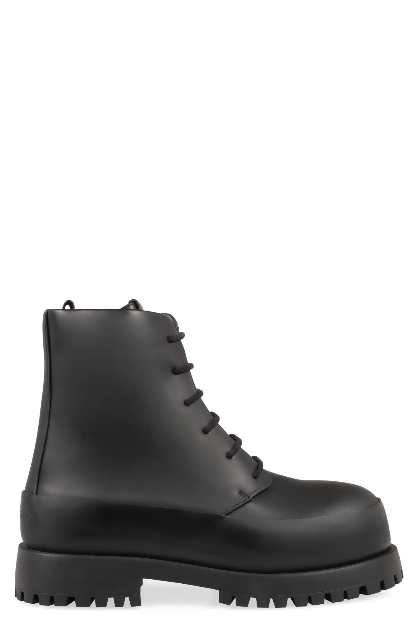 Black Leather Fede Ankle Boots