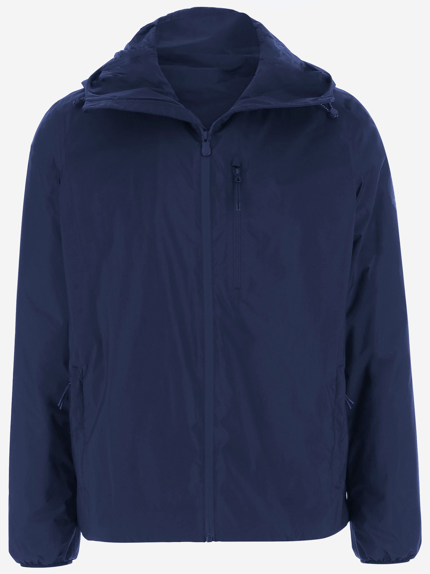 Save The Duck Lightweight Jacket With Hood And Chest Pocket In Blue