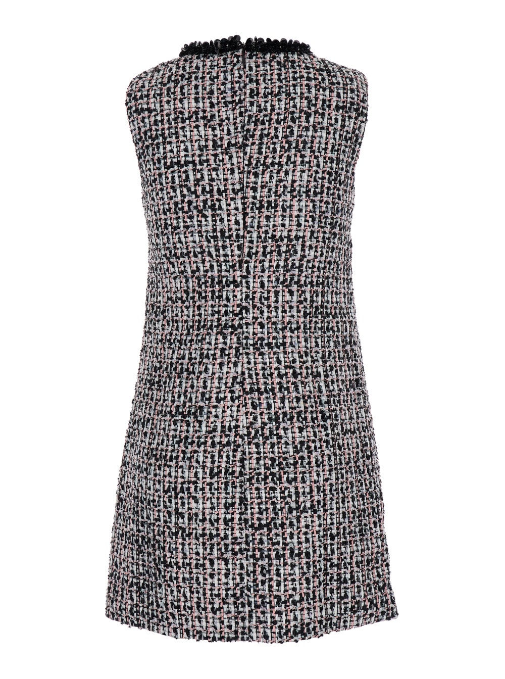 Shop Self-portrait Mini Multicolor Dress With Cut-out In Bouclé Woman In Black