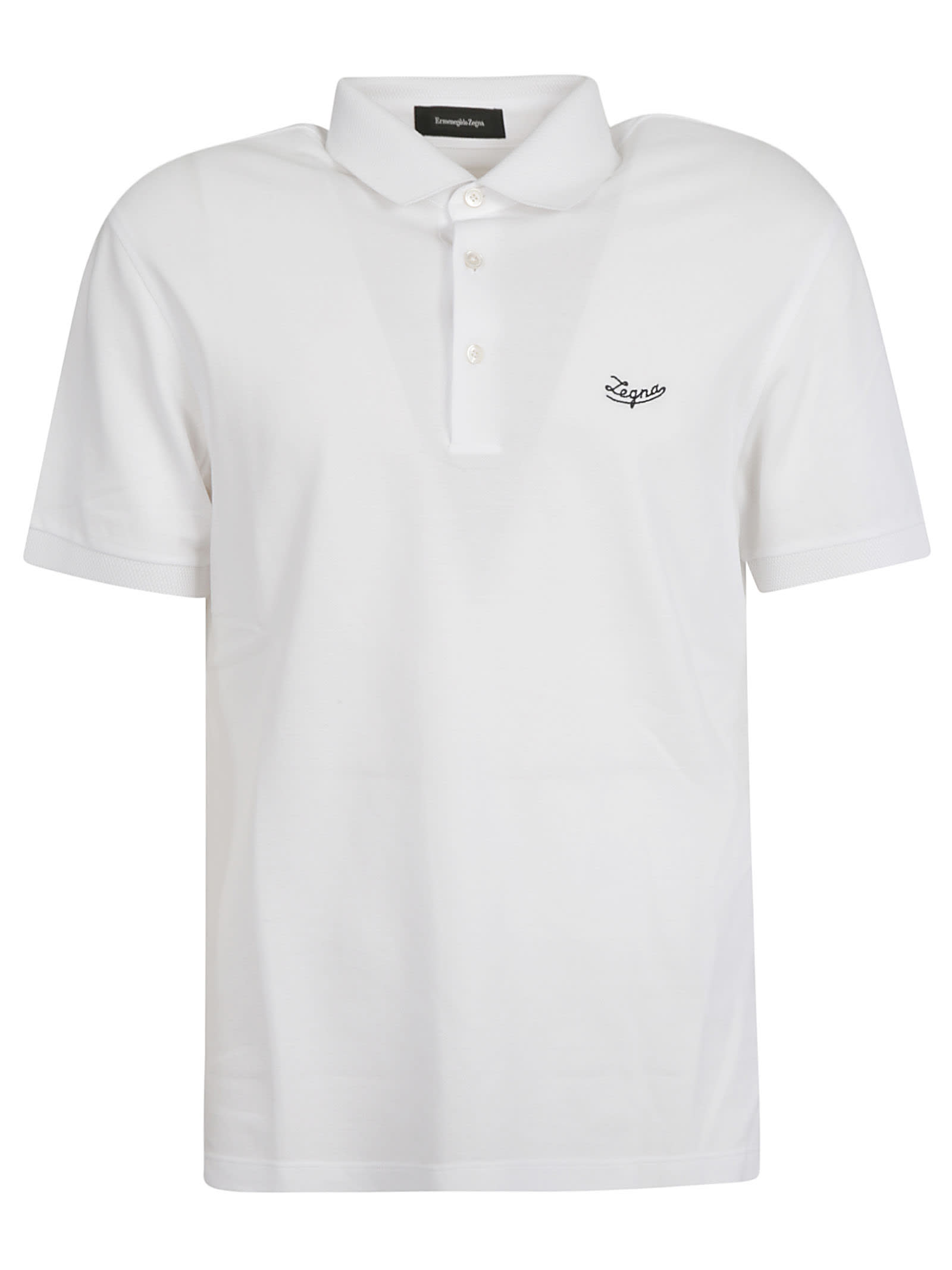 Ermenegildo Zegna Logo Detail Polo Shirt In Optic White | ModeSens