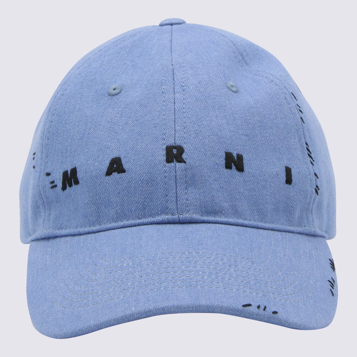 Shop Marni Blue Cotton Denim Baseball Cap In Azure