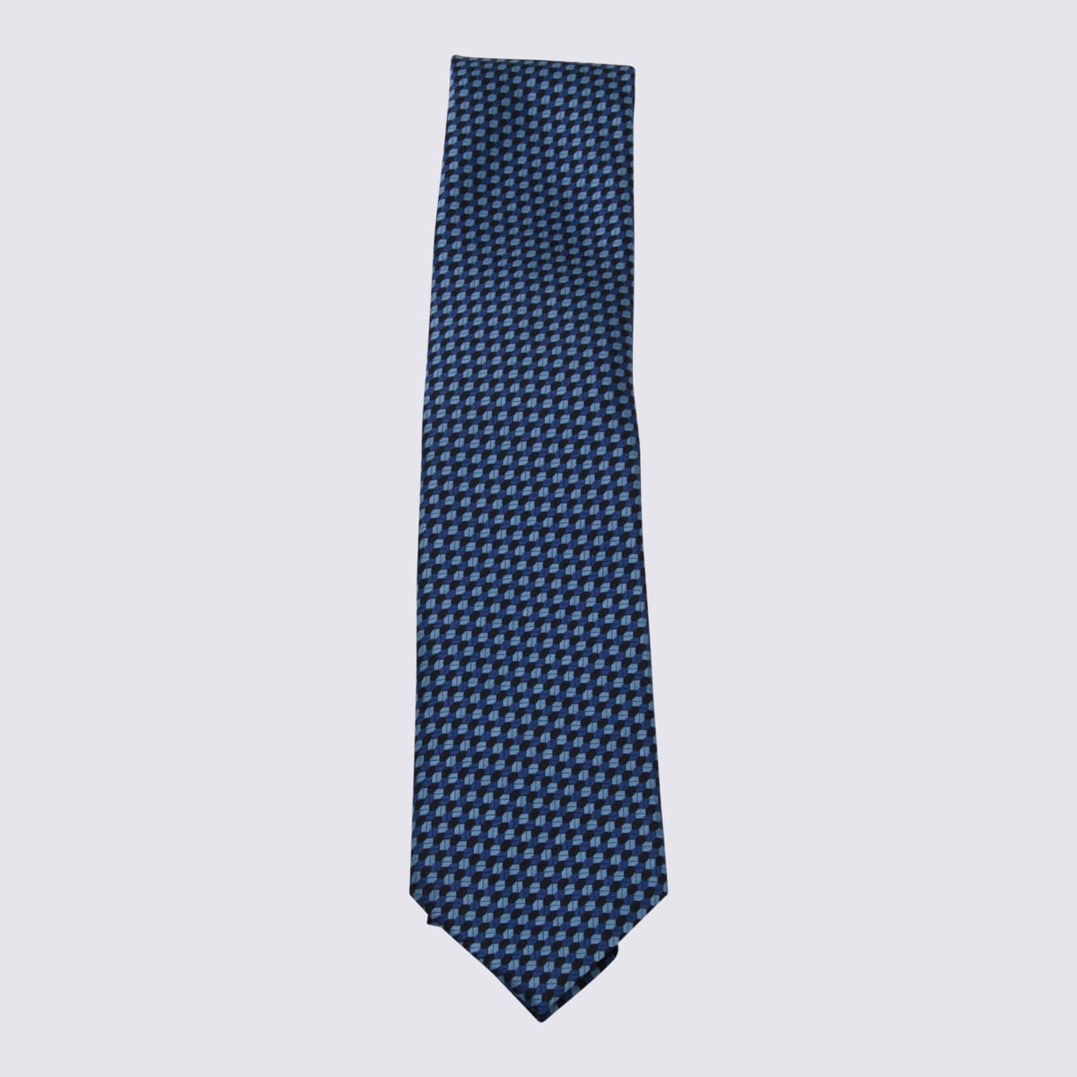 Zegna Geometric-pattern Tie In Blue