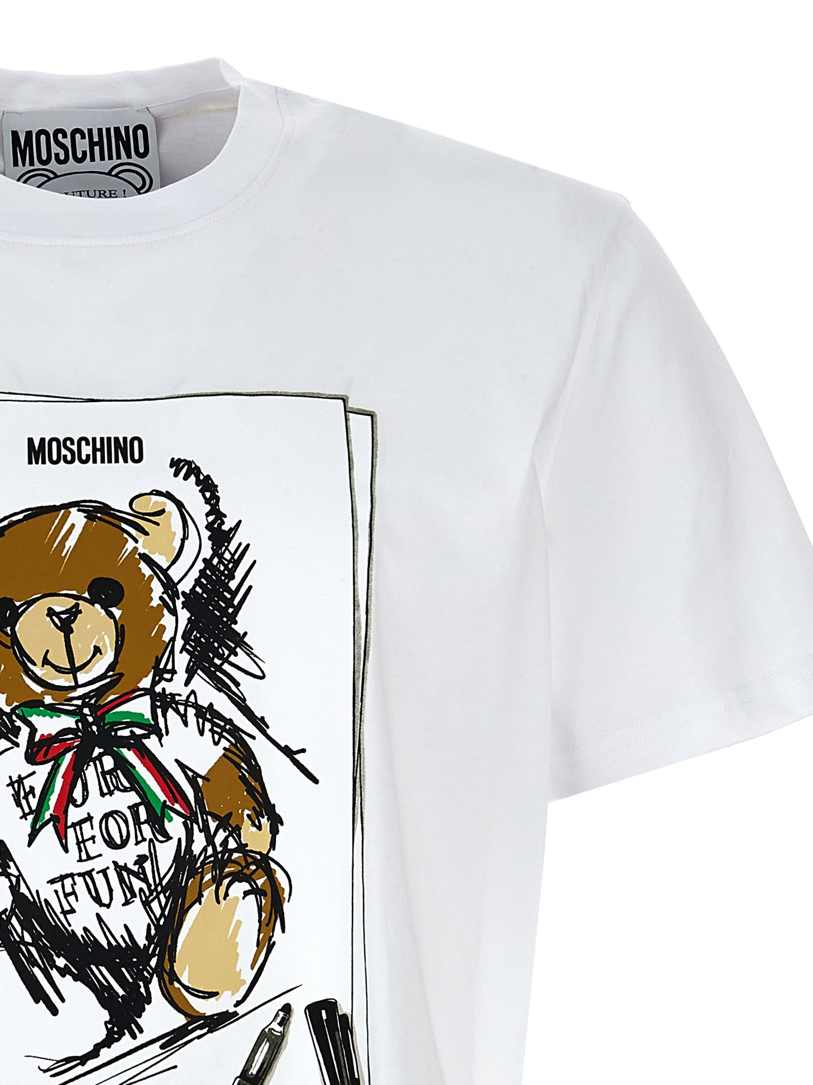 Shop Moschino Teddy T-shirt In White