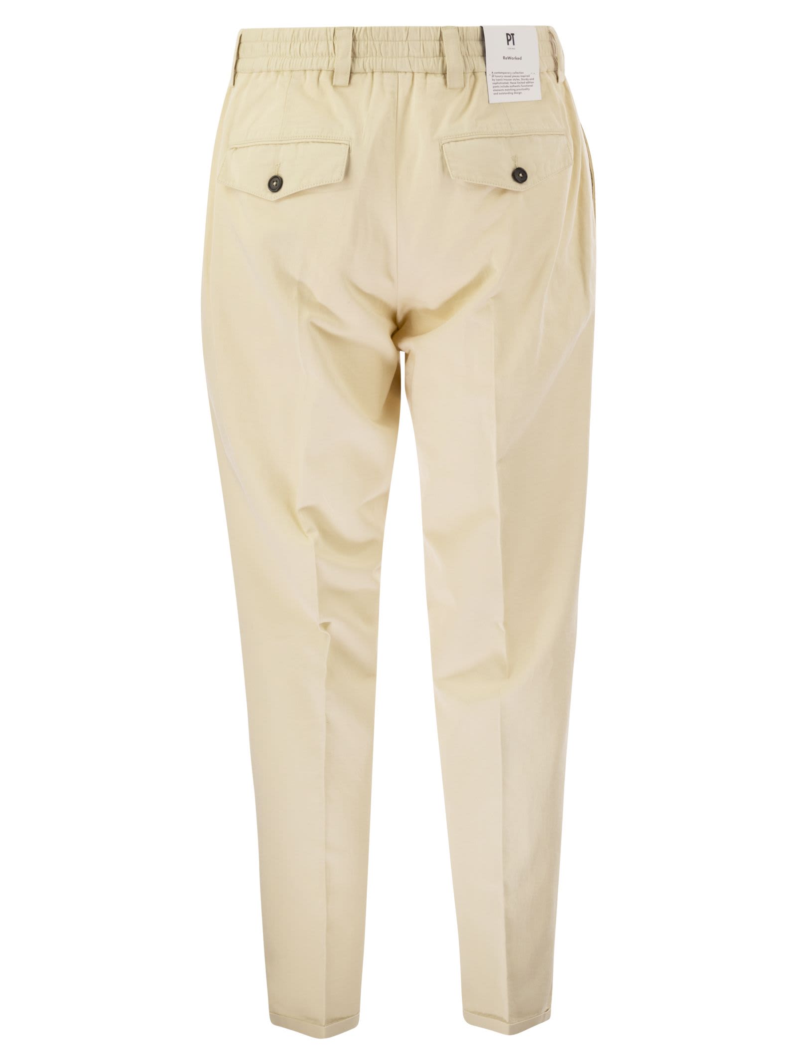 Shop Pt01 Rebel - Cotton And Linen Trousers In Cream