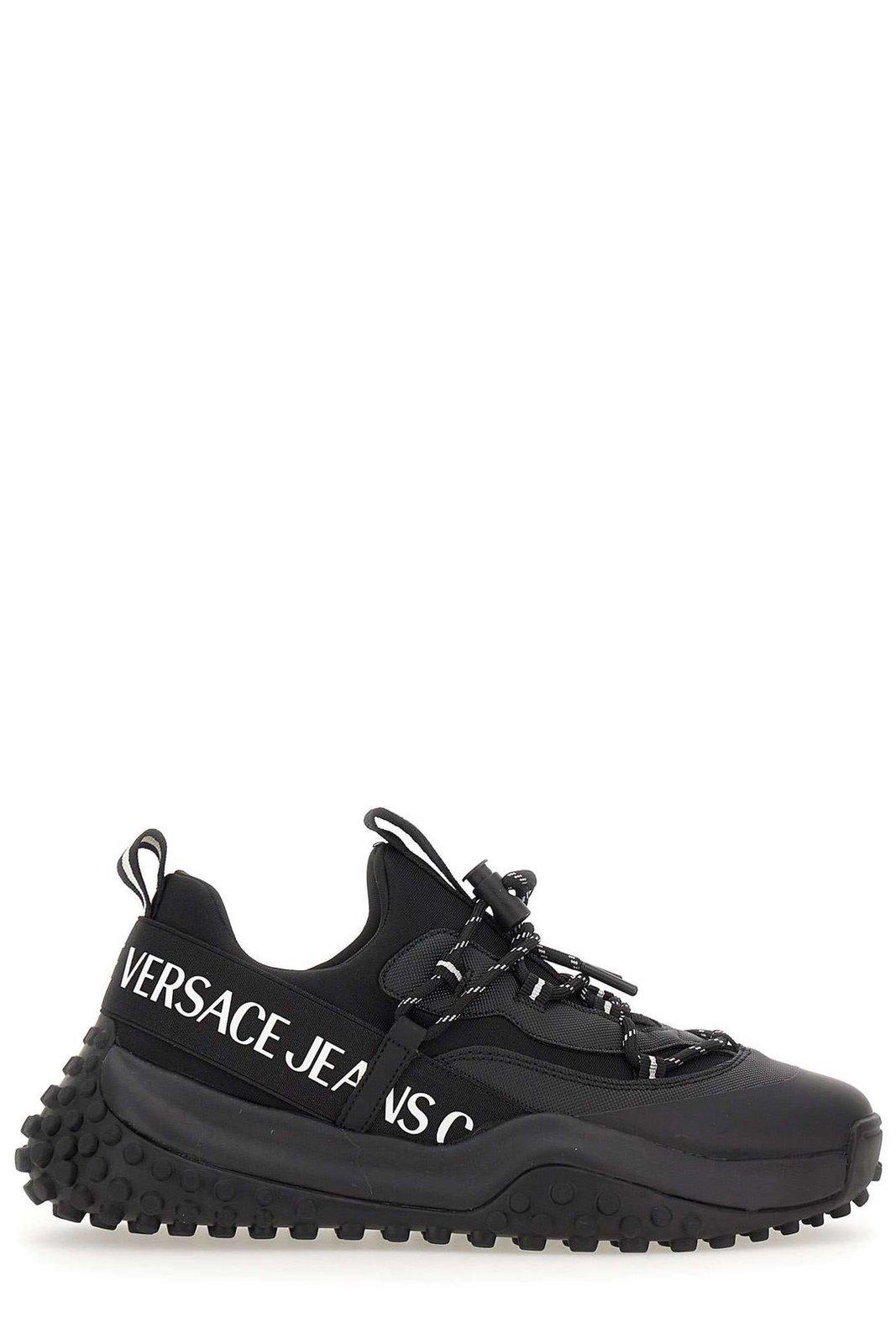Versace Jeans Couture Logo-embossed Round Toe Sneakers In Black