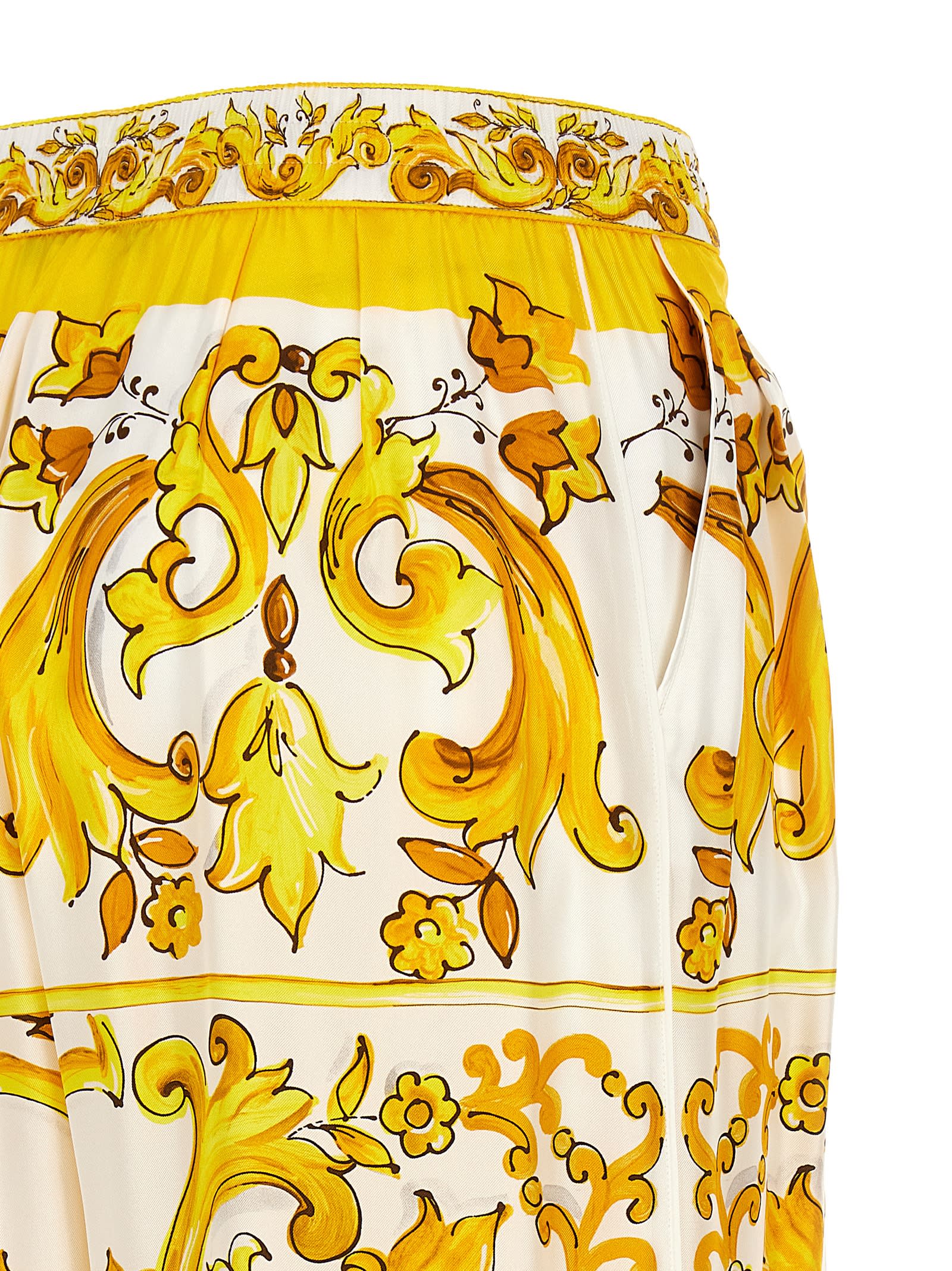 Shop Dolce & Gabbana Maiolica Trousers In Yellow