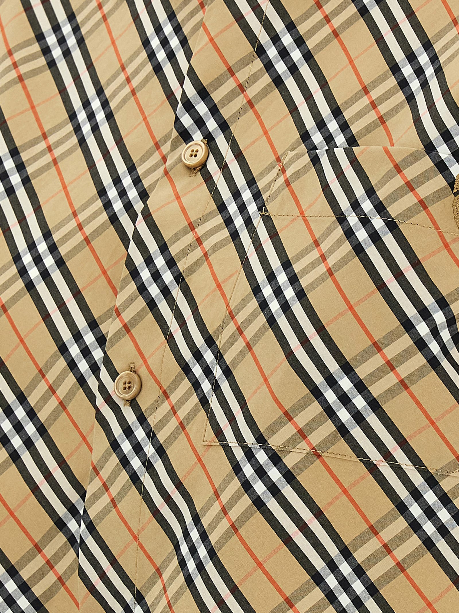 Burberry Cropped Check Cotton Shirt In Brown