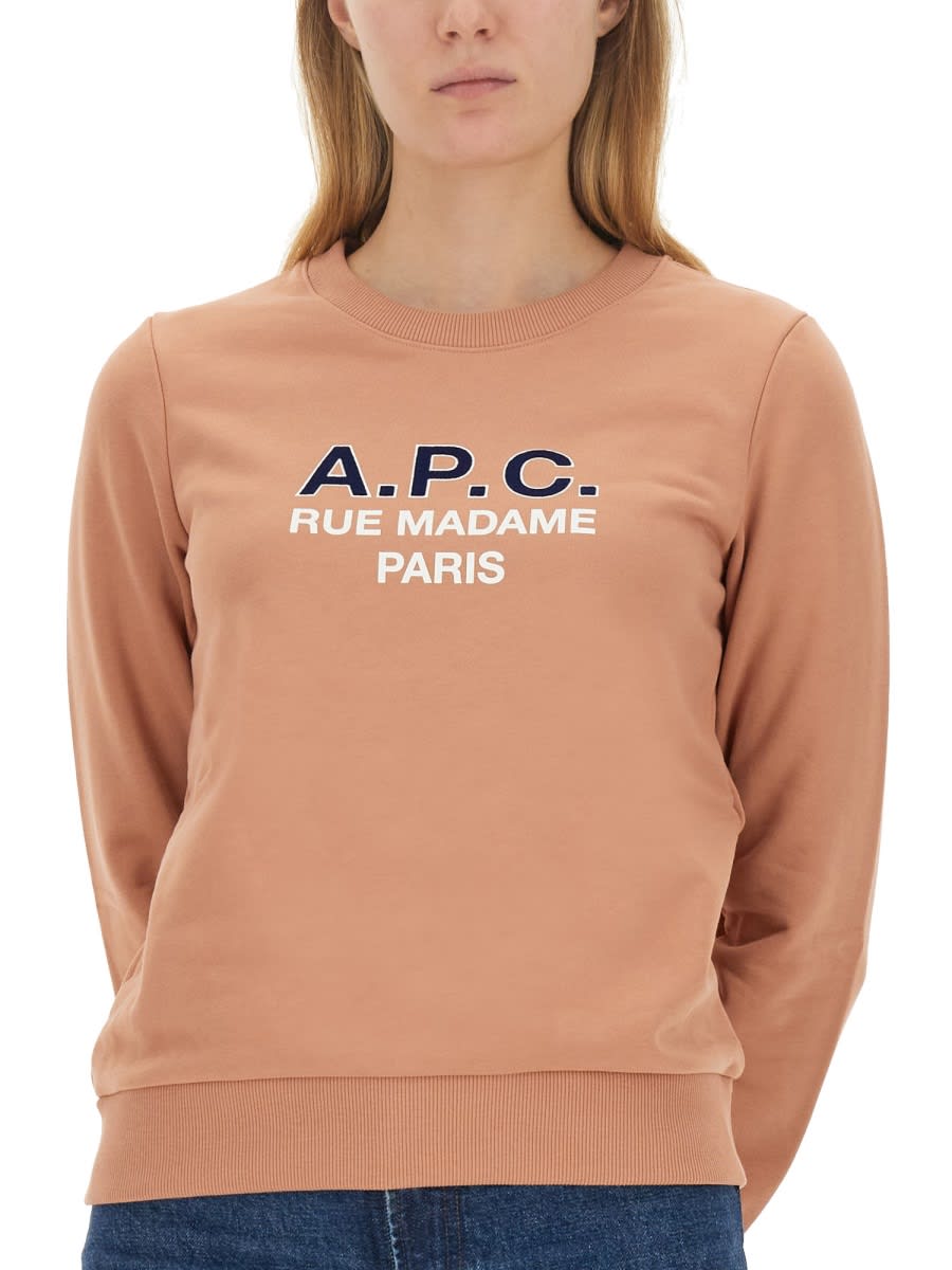 Shop Apc Sweatshirt With Logo In Pink