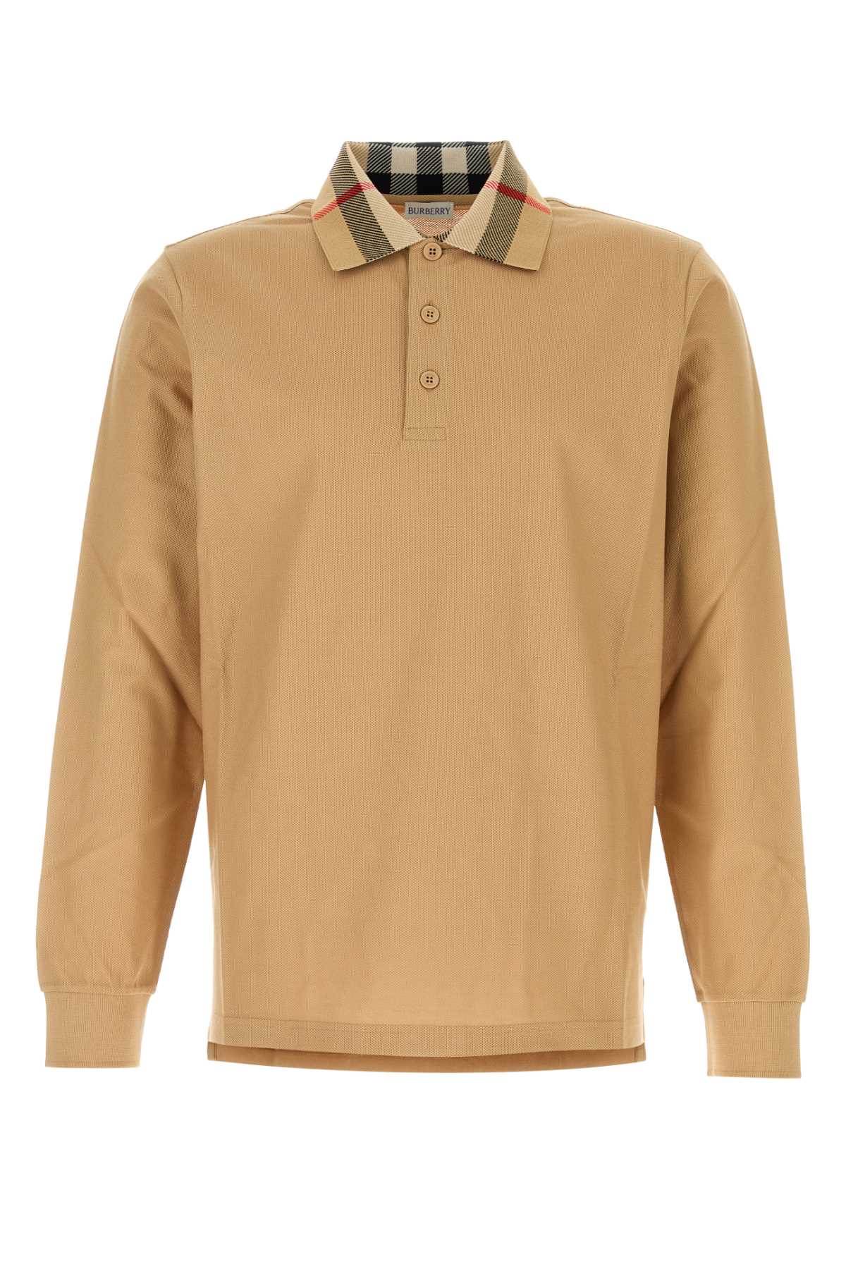 Shop Burberry Camel Piquet Polo Shirt In Archivebeige