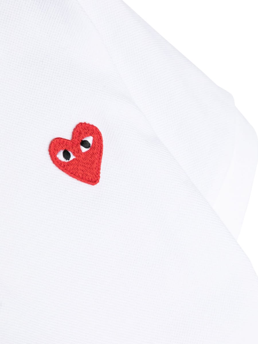 Shop Comme Des Garçons Play Red Heart M/c Polo Shirt In White