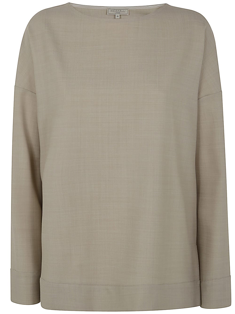 Shop Antonelli Crati Long Sleeves Blouse Boat Neck In Beige Melange