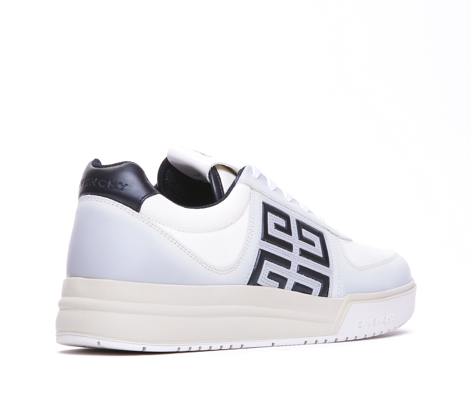 Shop Givenchy G4 Leather And Fabric Sneakers In White