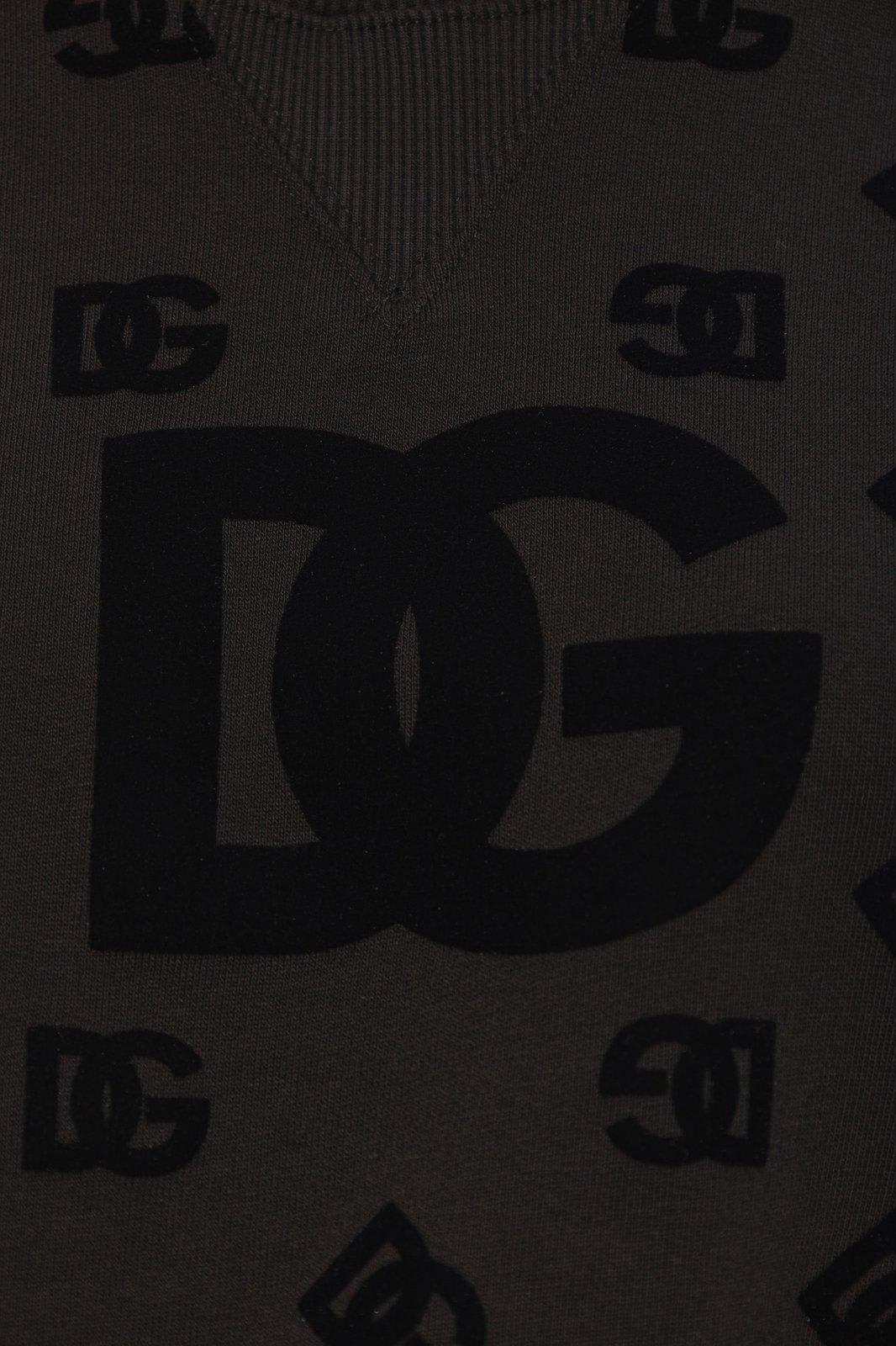 Shop Dolce & Gabbana Dg Logo Flocked Jersey Sweatshirt In Variante Abbinata