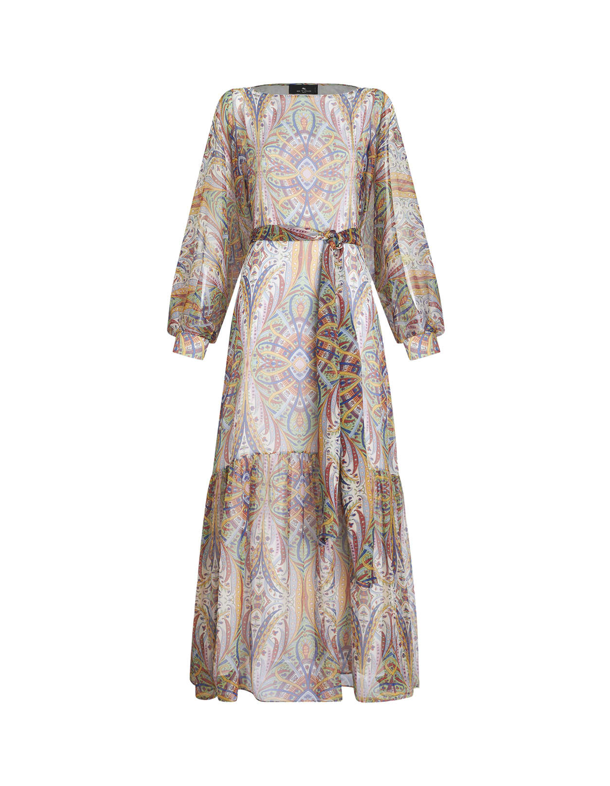 Shop Etro Long Dress With Spring Bouquet Print In Multicolour
