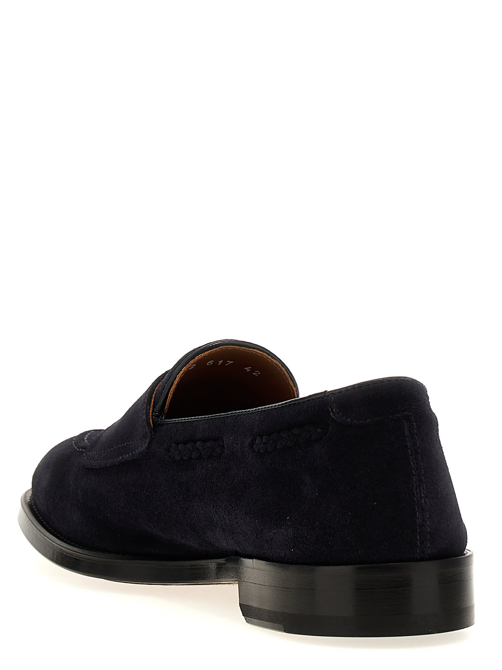 Shop Doucal's Suede Derby Straps In Blue