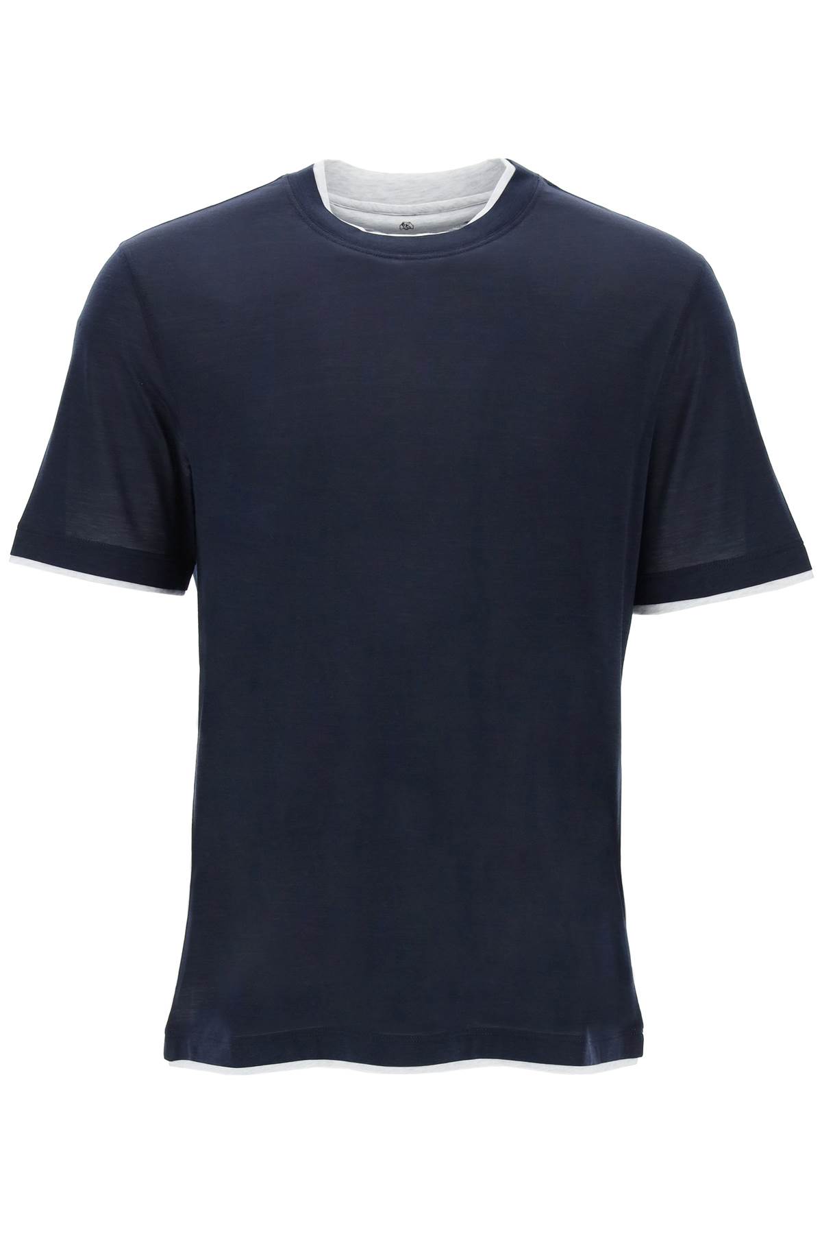 BRUNELLO CUCINELLI LAYERED-EFFECT T-SHIRT IN SILK AND COTTON