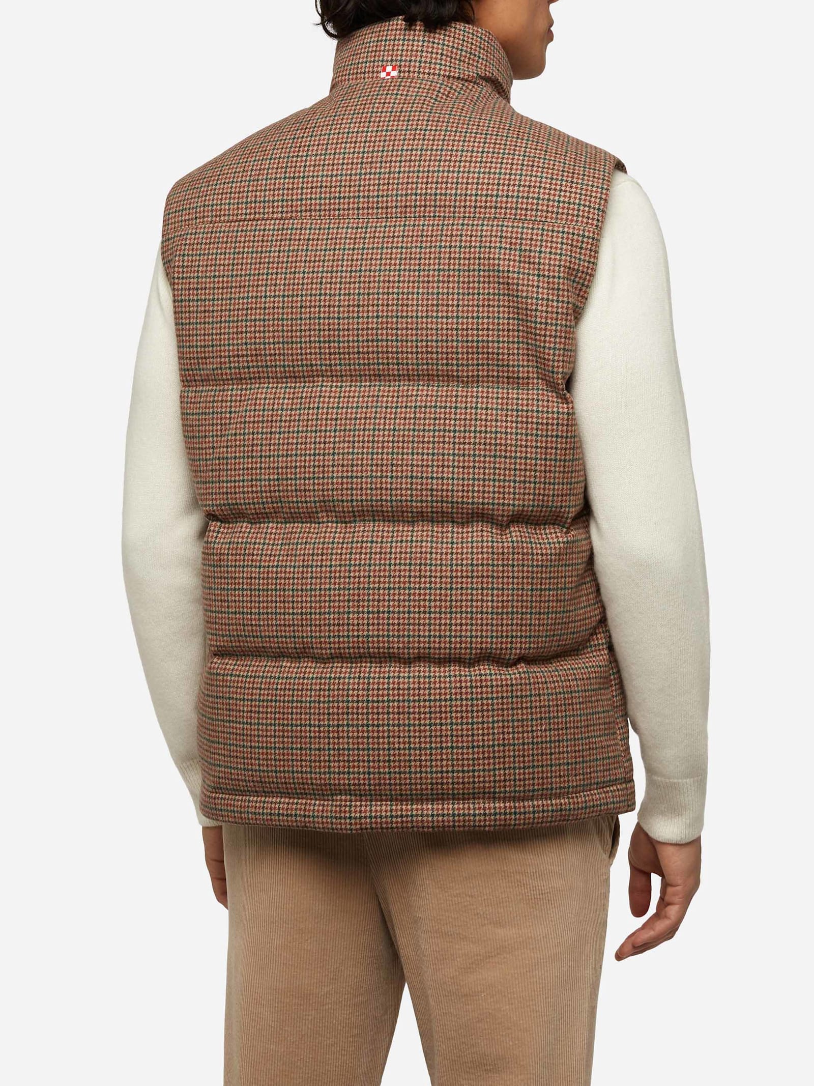 Mc2 Saint Barth Down Padded Vest Thunder With Pied De Poul Print In Green