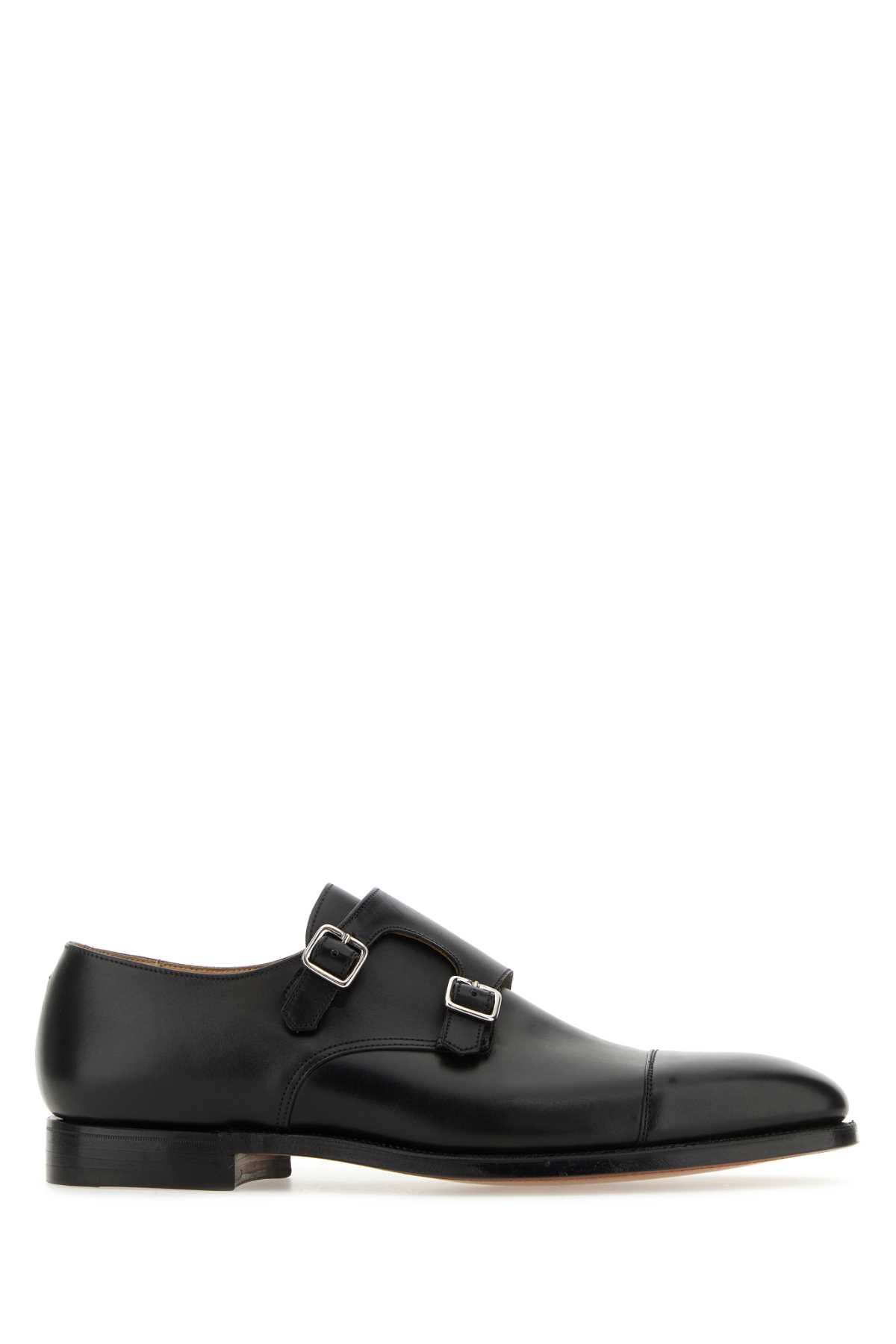 Black Leather Lowndes Monk Strap Shoes