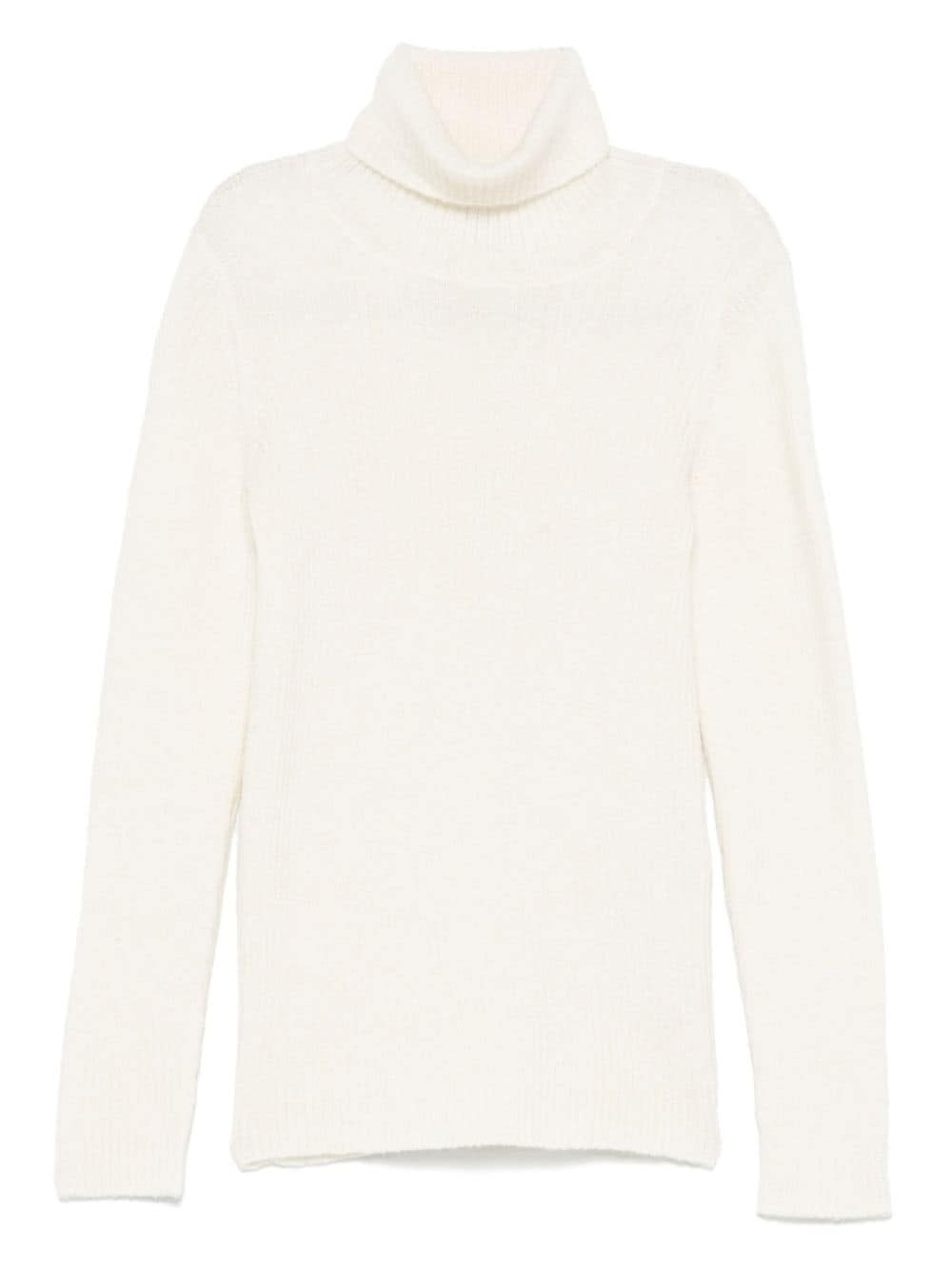 Shop Il Gufo White Wool Blend Turtleneck Sweater