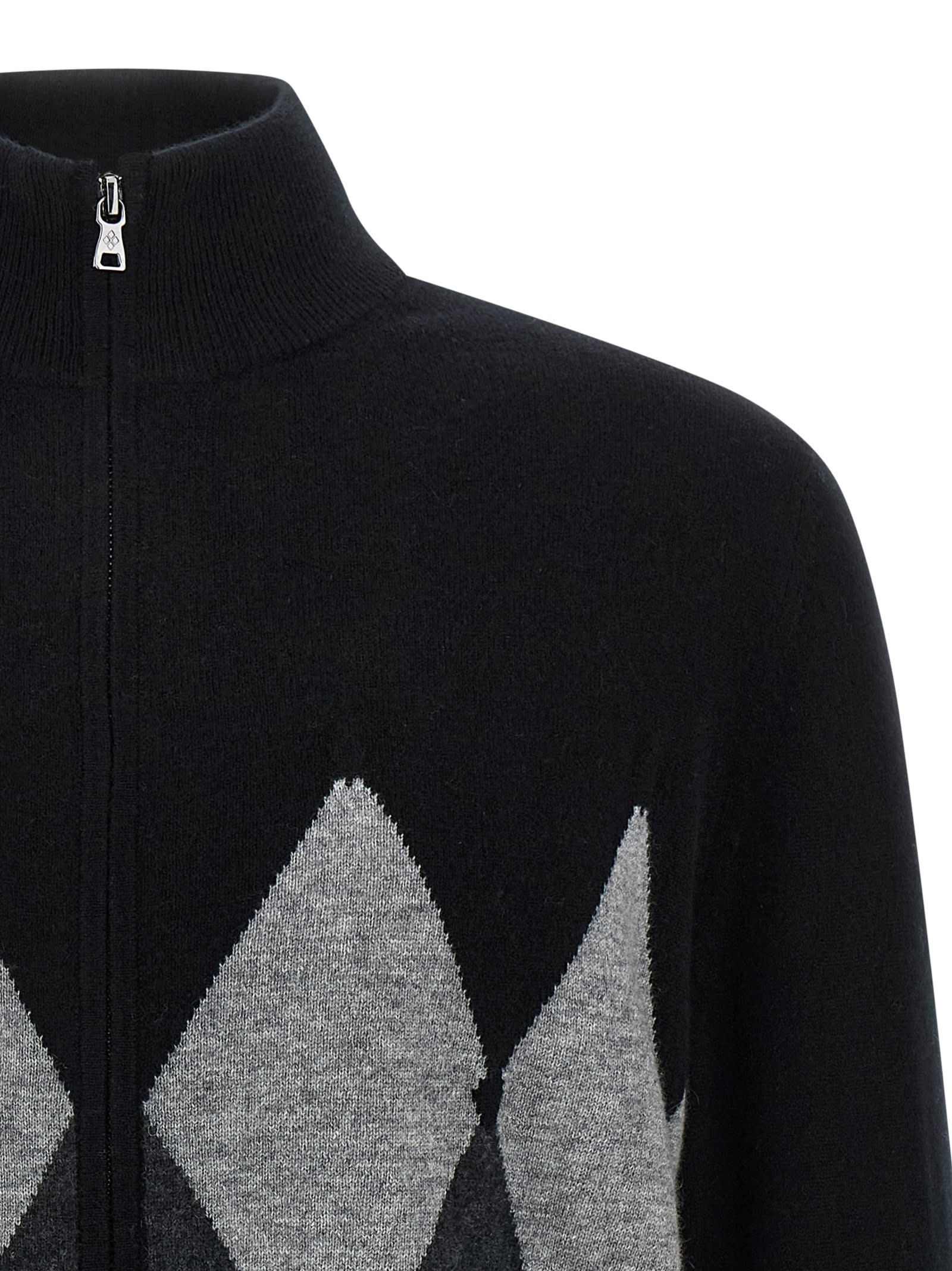 Ballantyne Cardigan Argyle Sweaters And Cardigans Black In Black