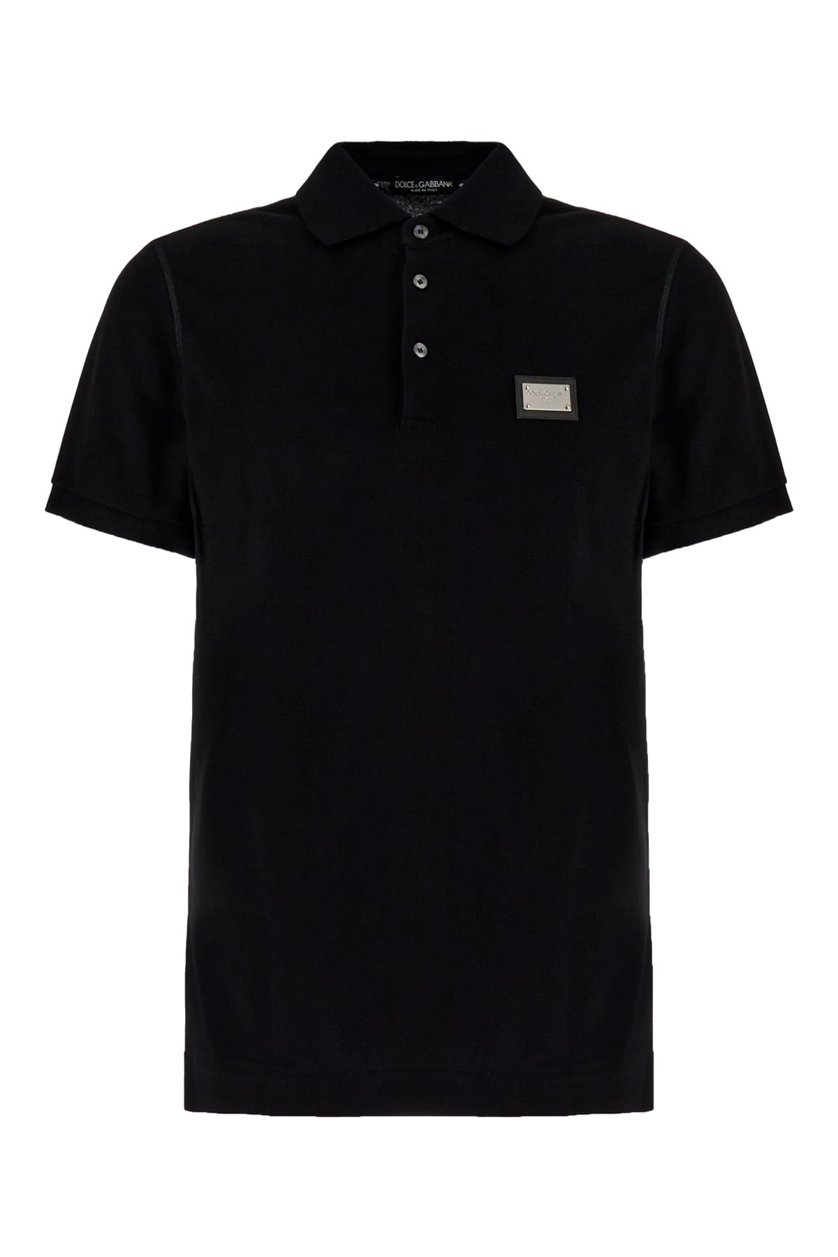 Dolce & Gabbana Black Piquet Polo Shirt In N0000