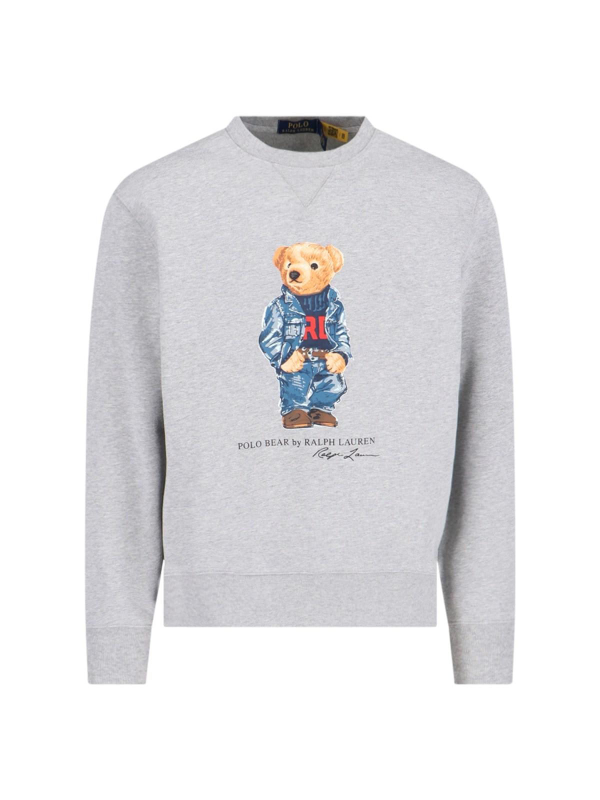 Shop Ralph Lauren Polo Bear Crew Neck Sweatshirt In Grey