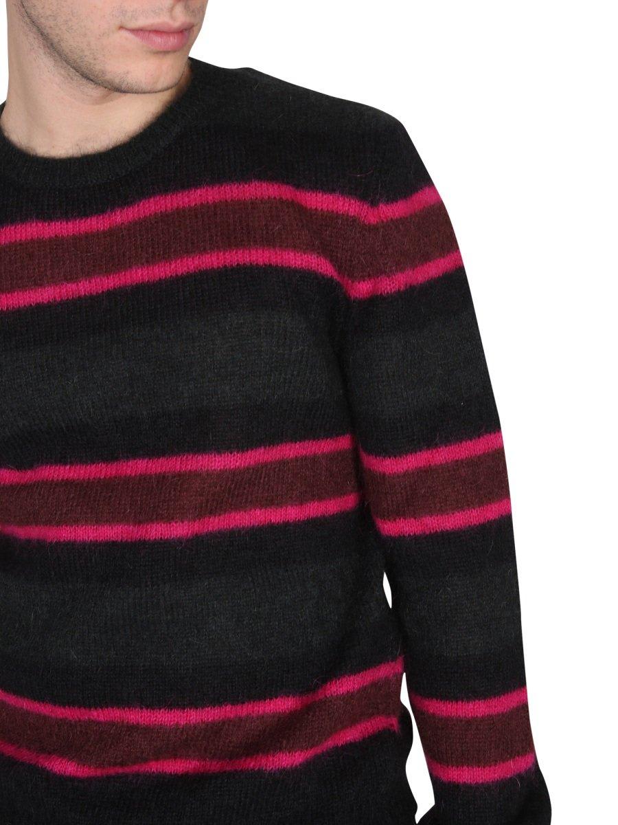Shop Saint Laurent Striped Long-sleeved Jumper In Multicolour