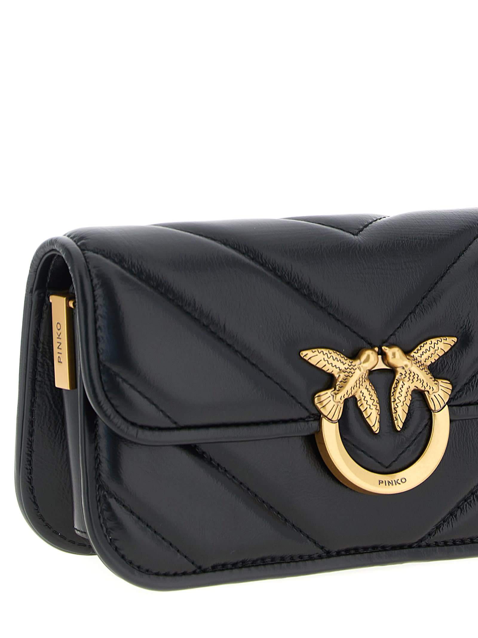 Pinko Love Box Baguette Hand Bags Black In Black