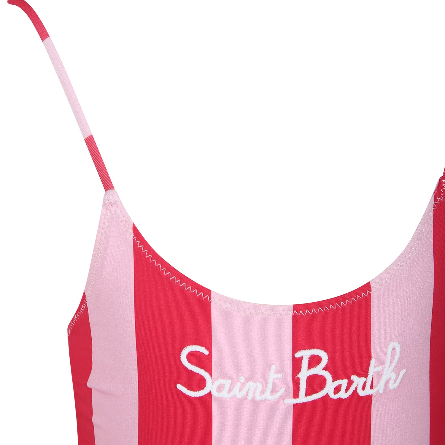 Shop Mc2 Saint Barth Pink Swimsuit For Girl With Logo In Multicolor