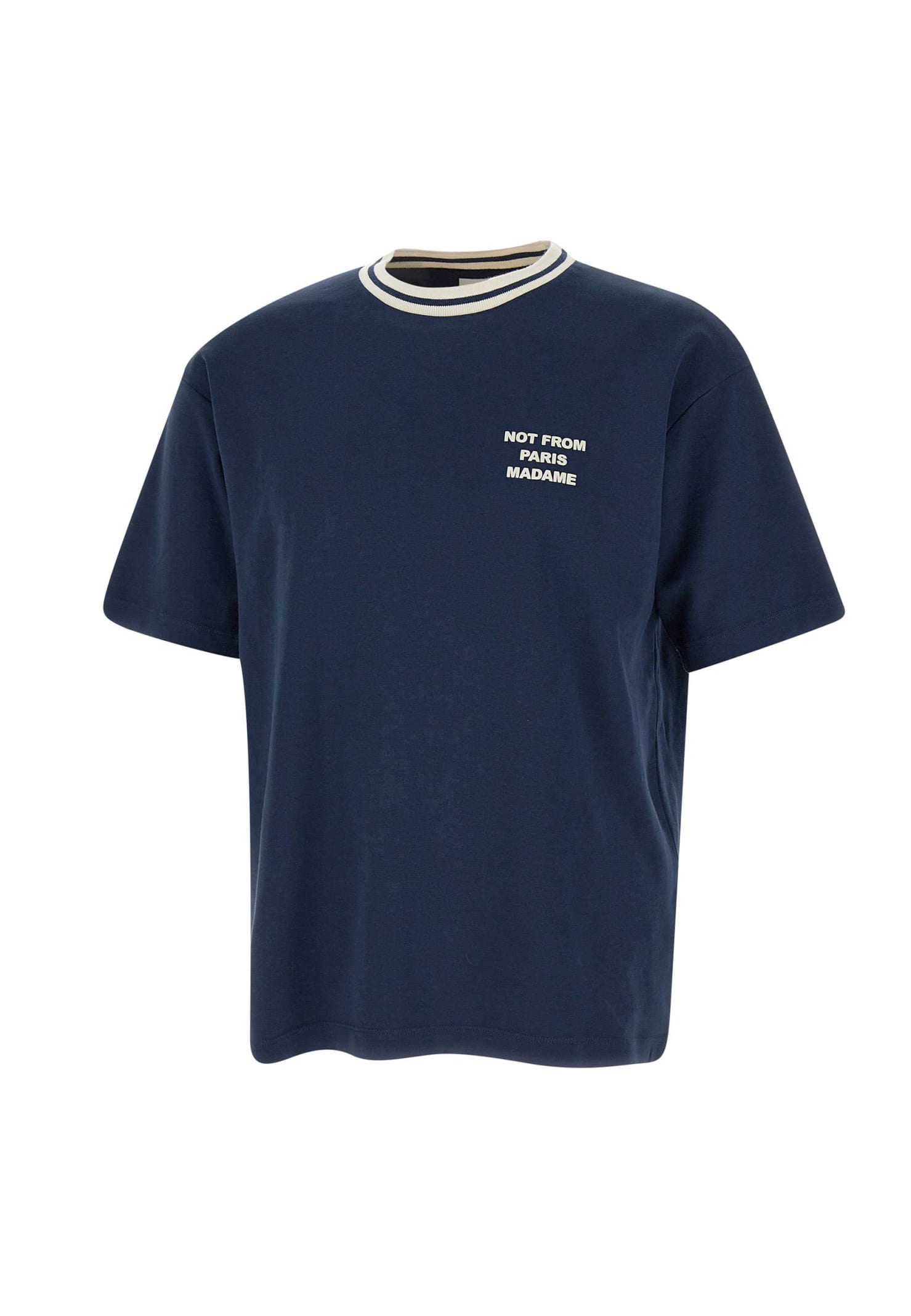 Shop Drôle De Monsieur Le T-shirt Slogan Cotton T-shirt In Blue