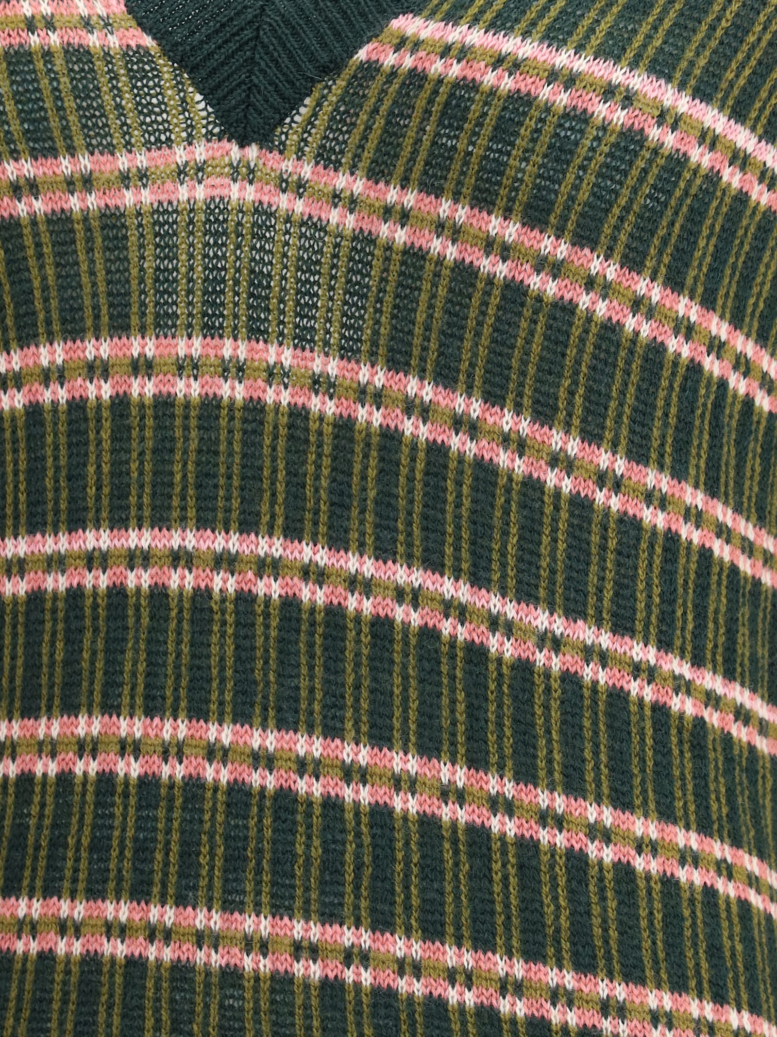 Etro Women Striped Wool Sweater In Green