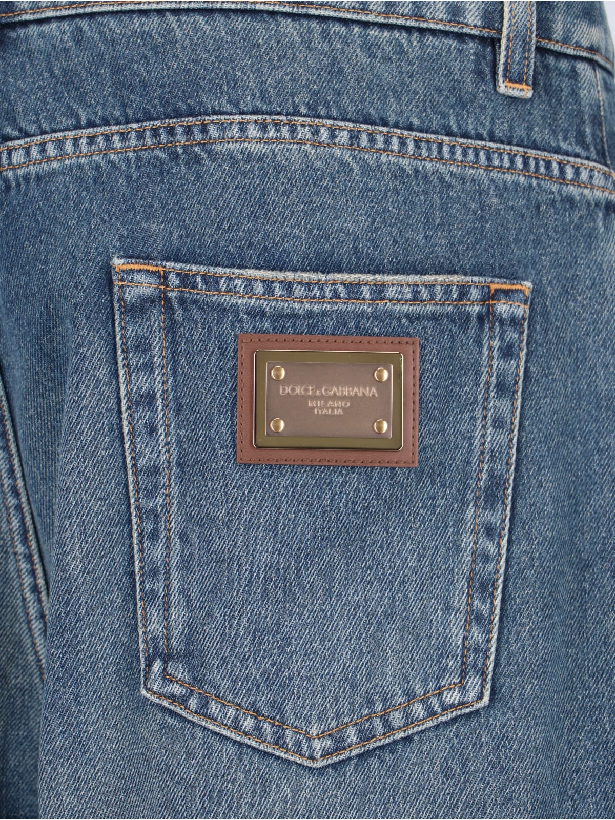 Shop Dolce & Gabbana Logo Wide Jeans In Blue