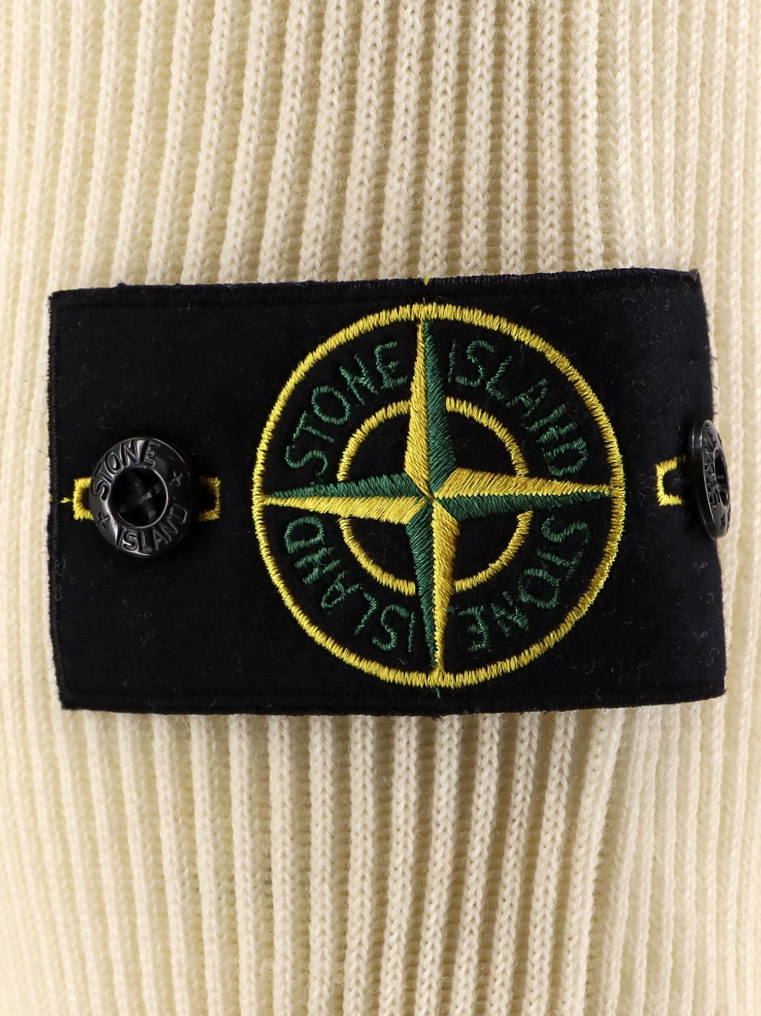 Stone Island Certified Virgin Wool Turtleneck Sweater In White