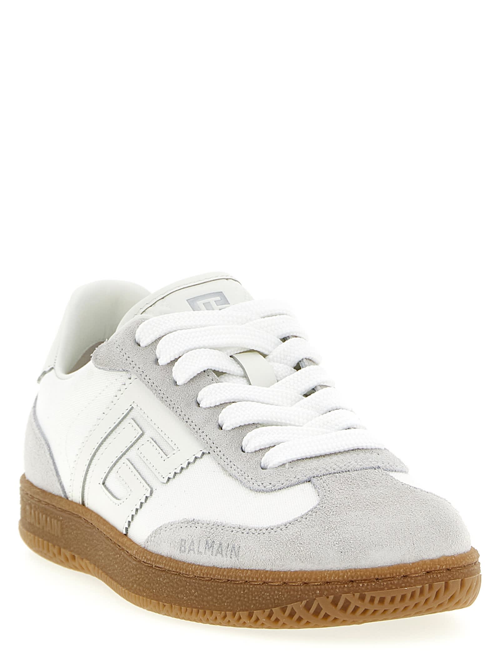 Balmain Swan Low-top Sneakers With Suede Accents In White