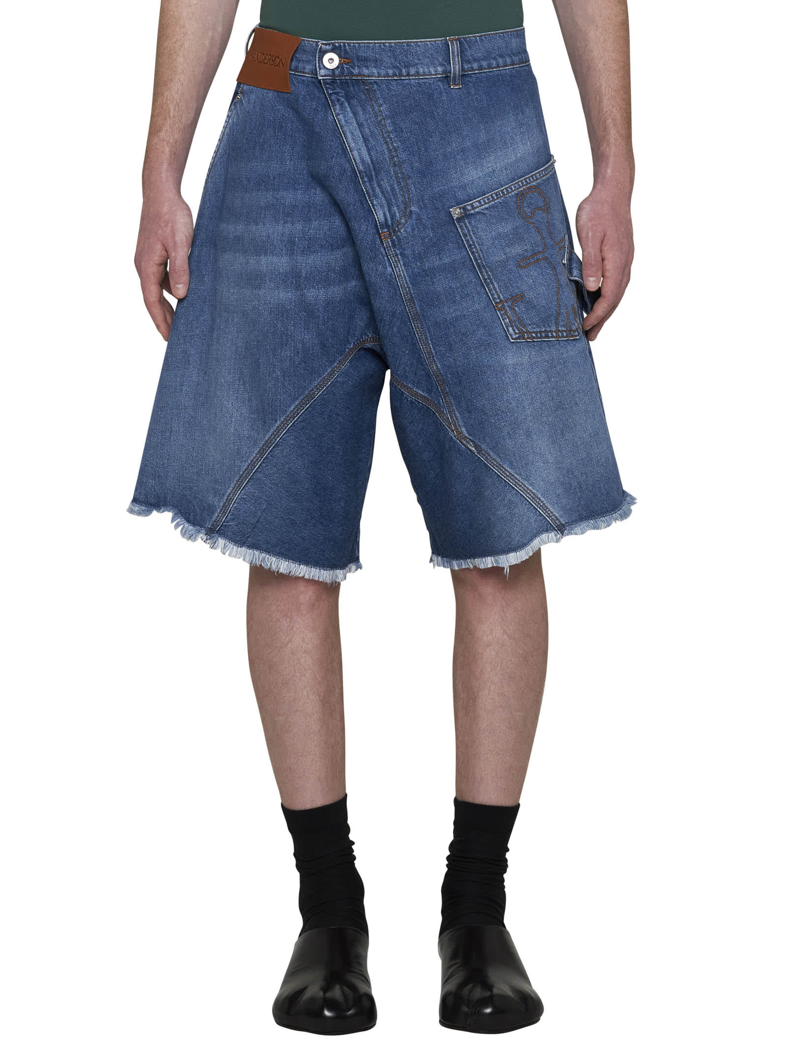 Shop Jw Anderson Shorts In Light Blue Denim