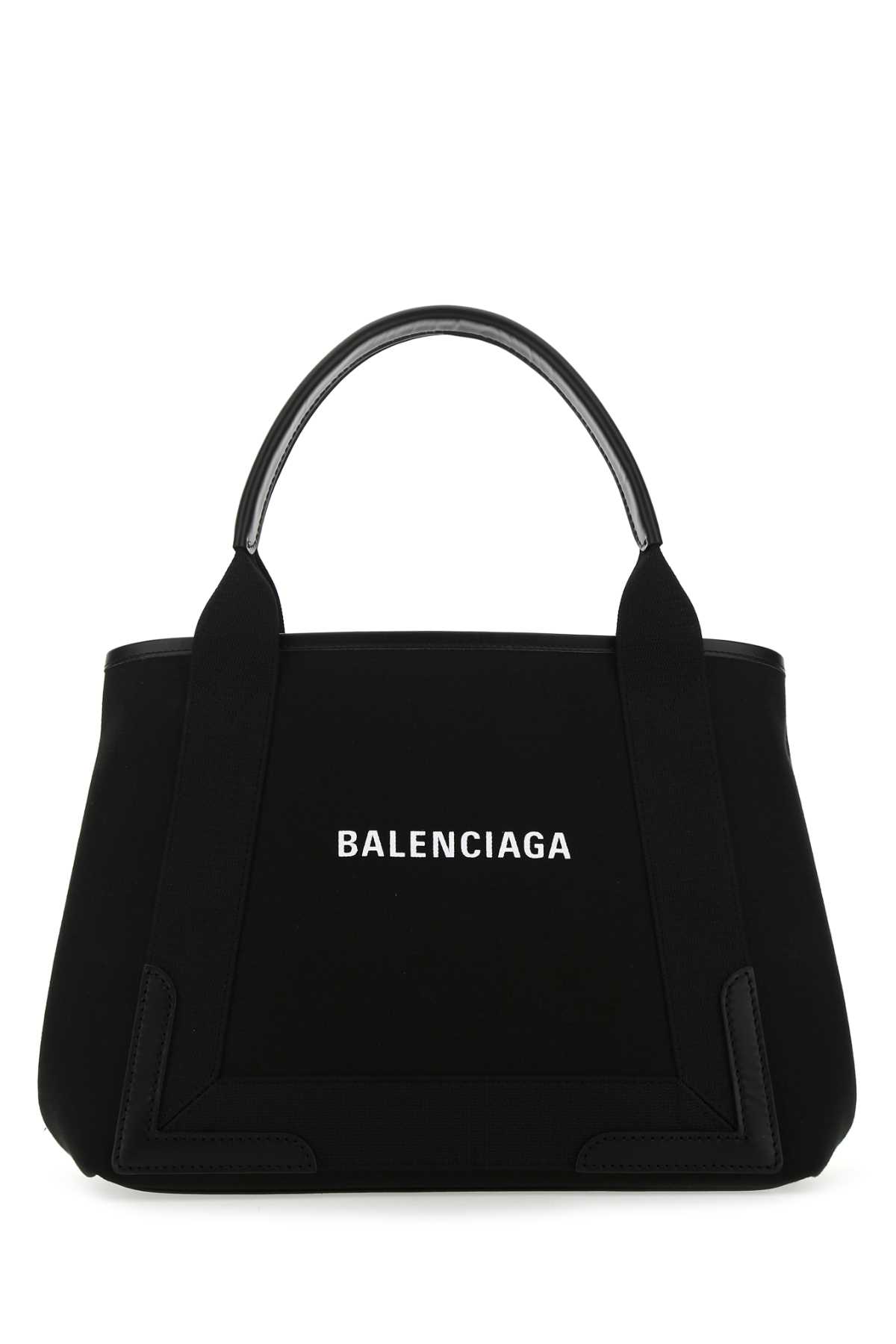 Shop Balenciaga Black Canvas Small Cabas Navy Handbag In 1000