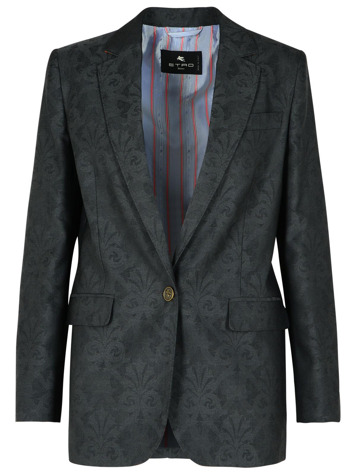 Etro Dark Grey Wool Blazer In Grey