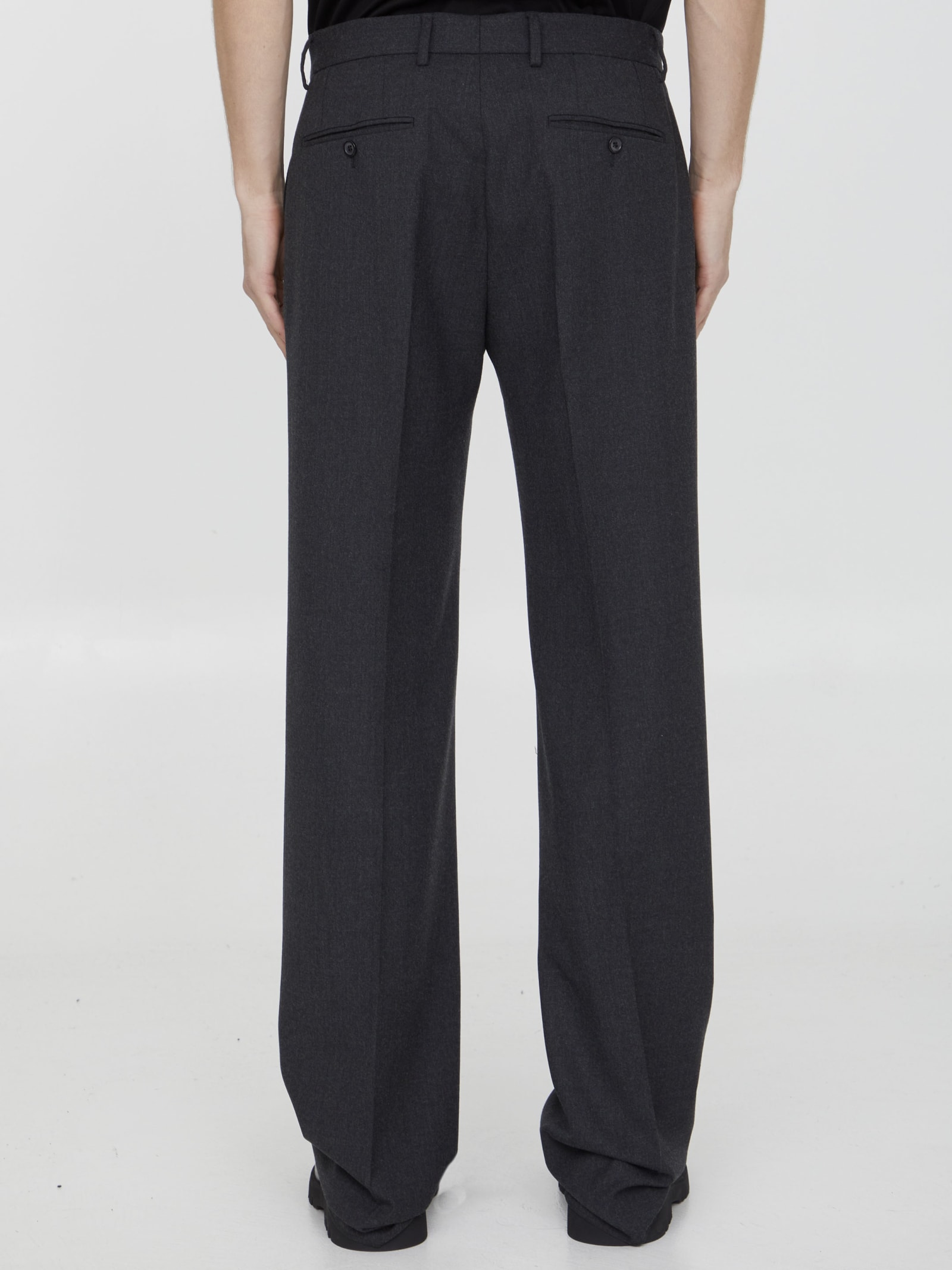 Shop Dolce & Gabbana Stretch Flannel Trousers In Grey