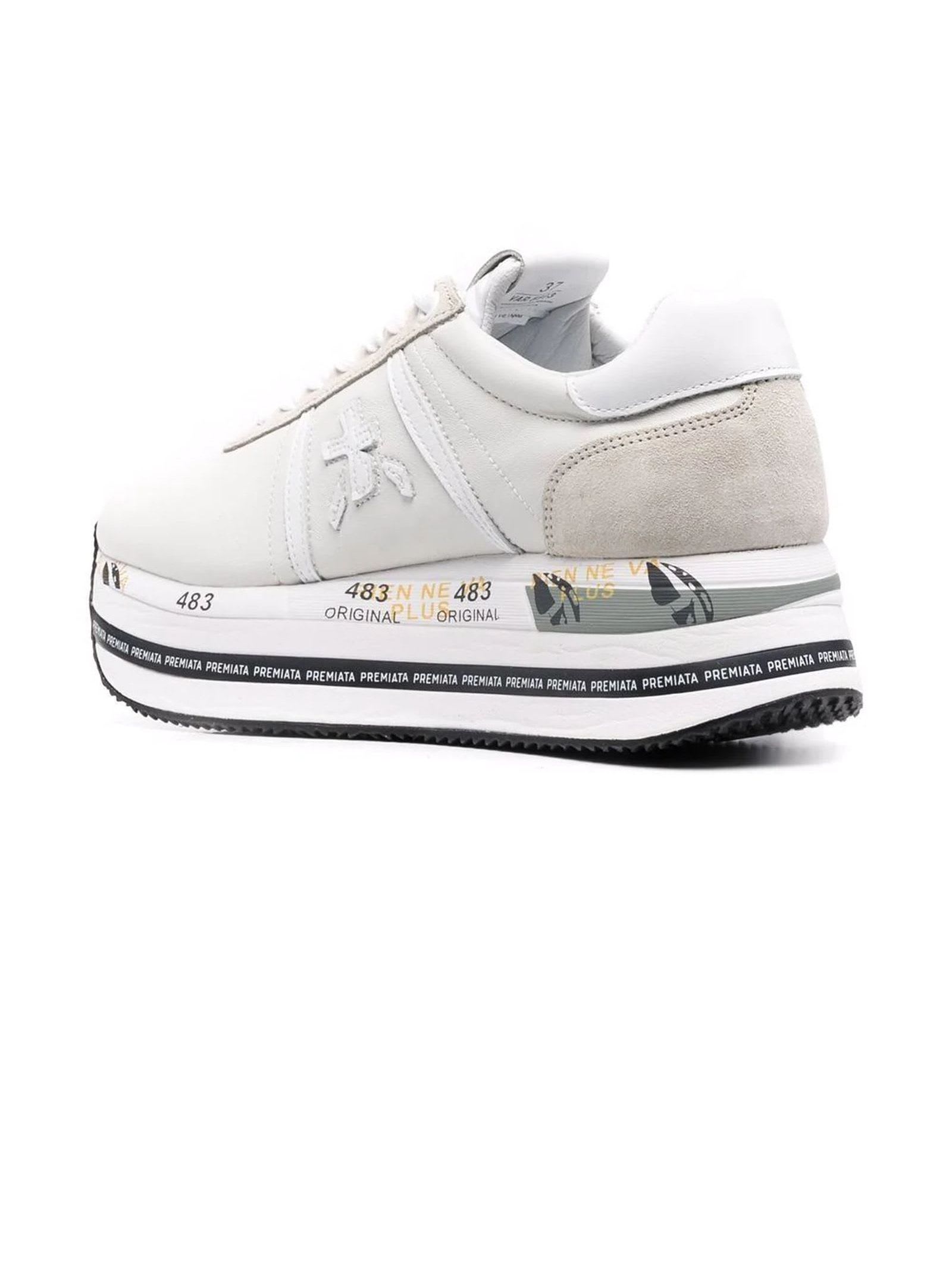 Shop Premiata White Leather Beth Sneakers