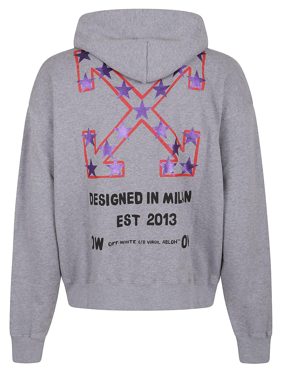 Off-white Star Arrow Zip Skate Hoodie In Gray
