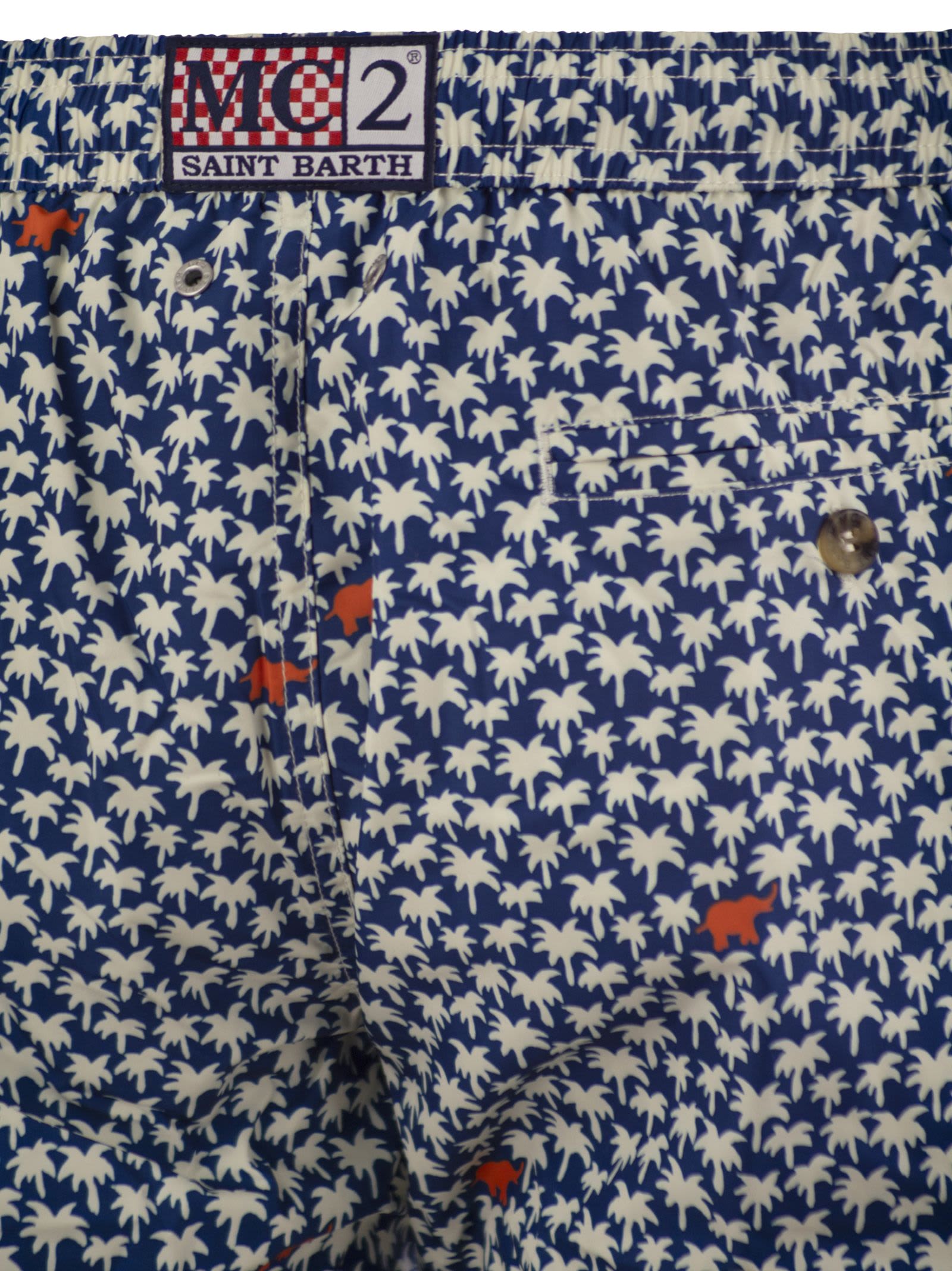 Mc2 Saint Barth Lightweight Fabric Swimming Costume With Print In Blue