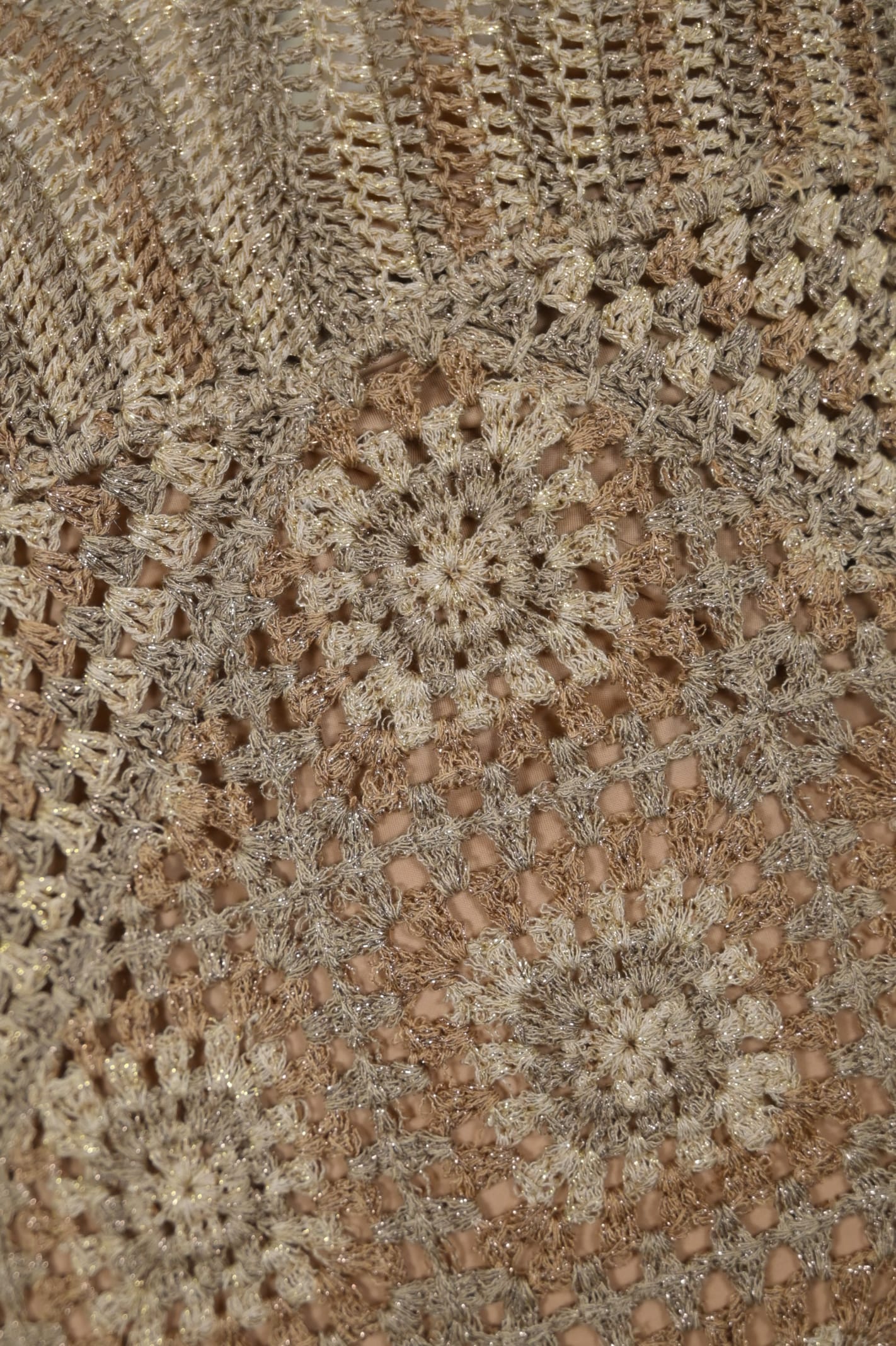 Shop Twinset Crochet And Lurex Knit Mini Dress In Mult.crochet Lurex Ginger