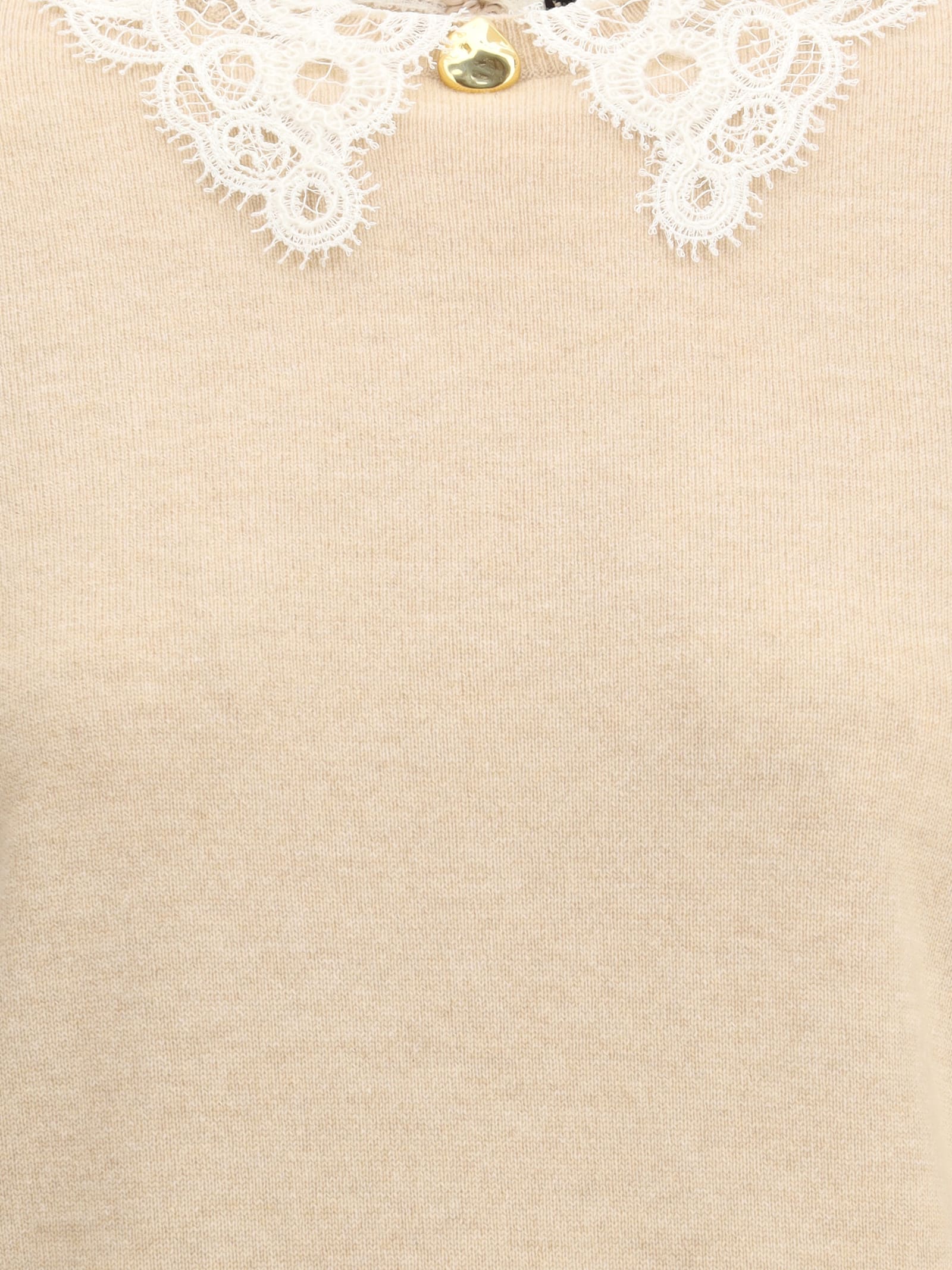 Fabiana Filippi Lace-collar Sweater In Neutral