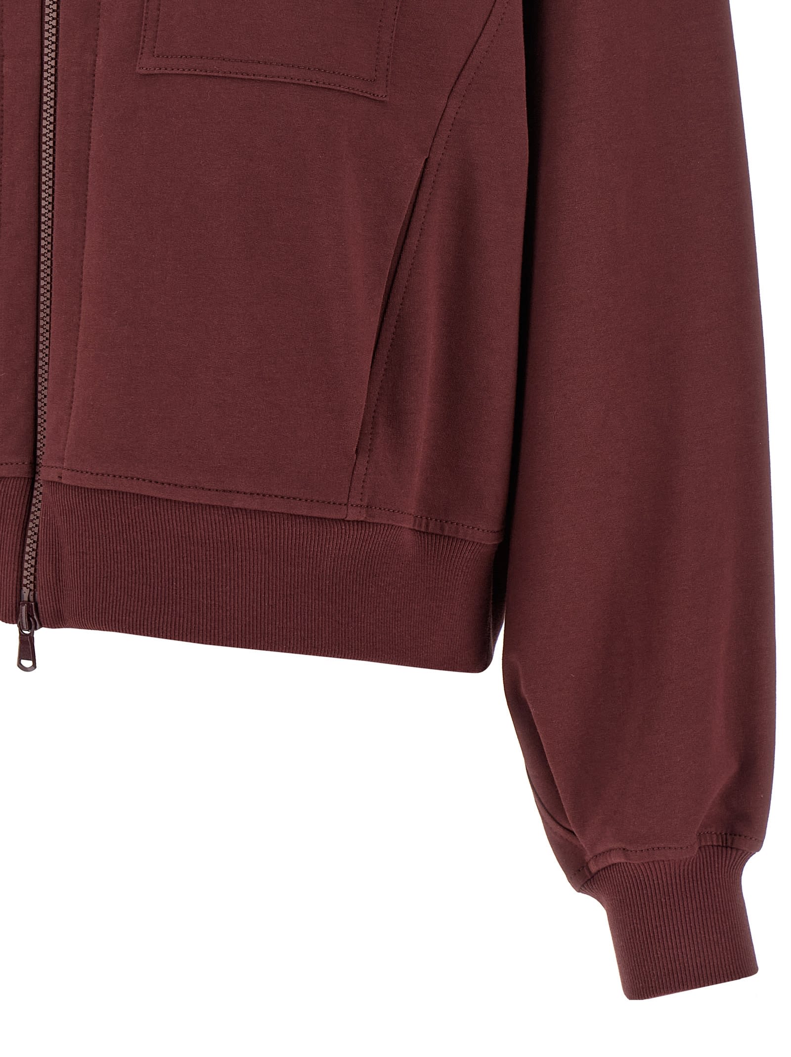 Brunello Cucinelli Collared Neck Sweatshirt With Shiny Flap Detail In Burgundy