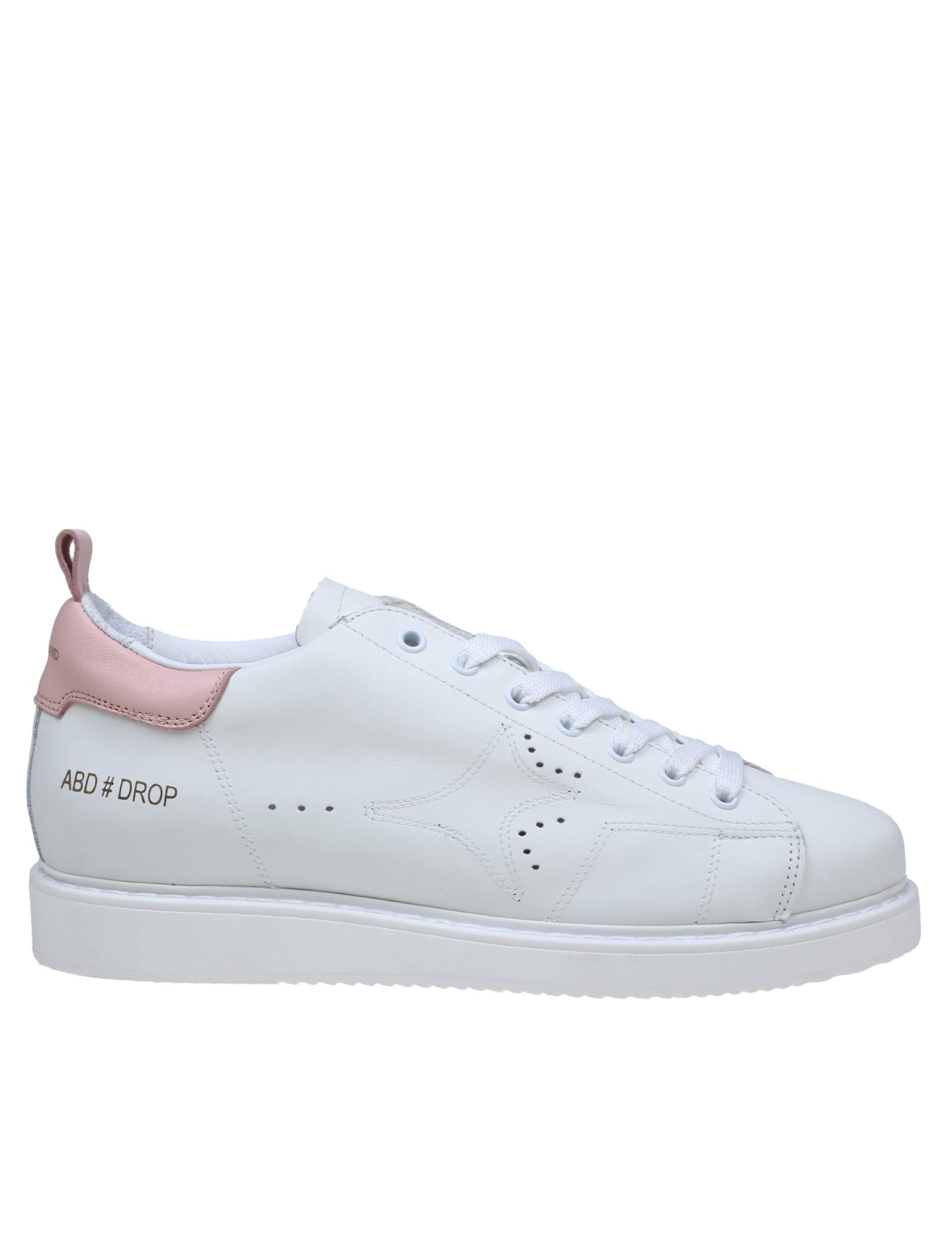 Ama Brand Leather Sneakers In White/pink